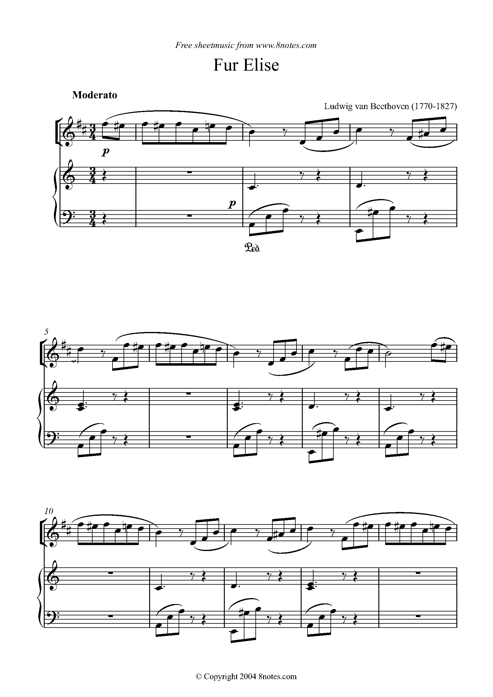 Beethoven - Fur Elise Sheet music for Euphonium - 8notes.com