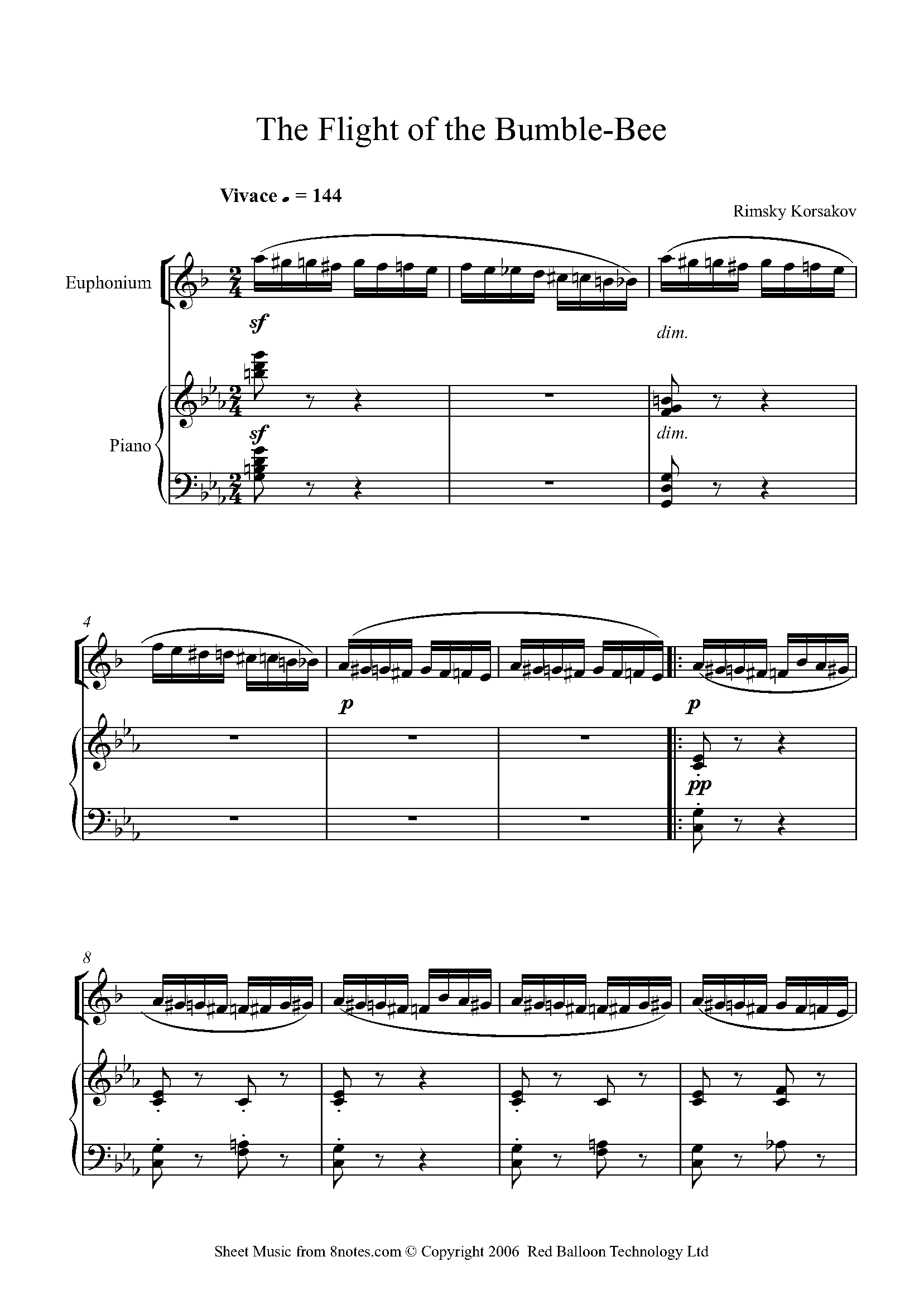 RimskyKorsakov The Flight of the Bumblebee Sheet music for Euphonium