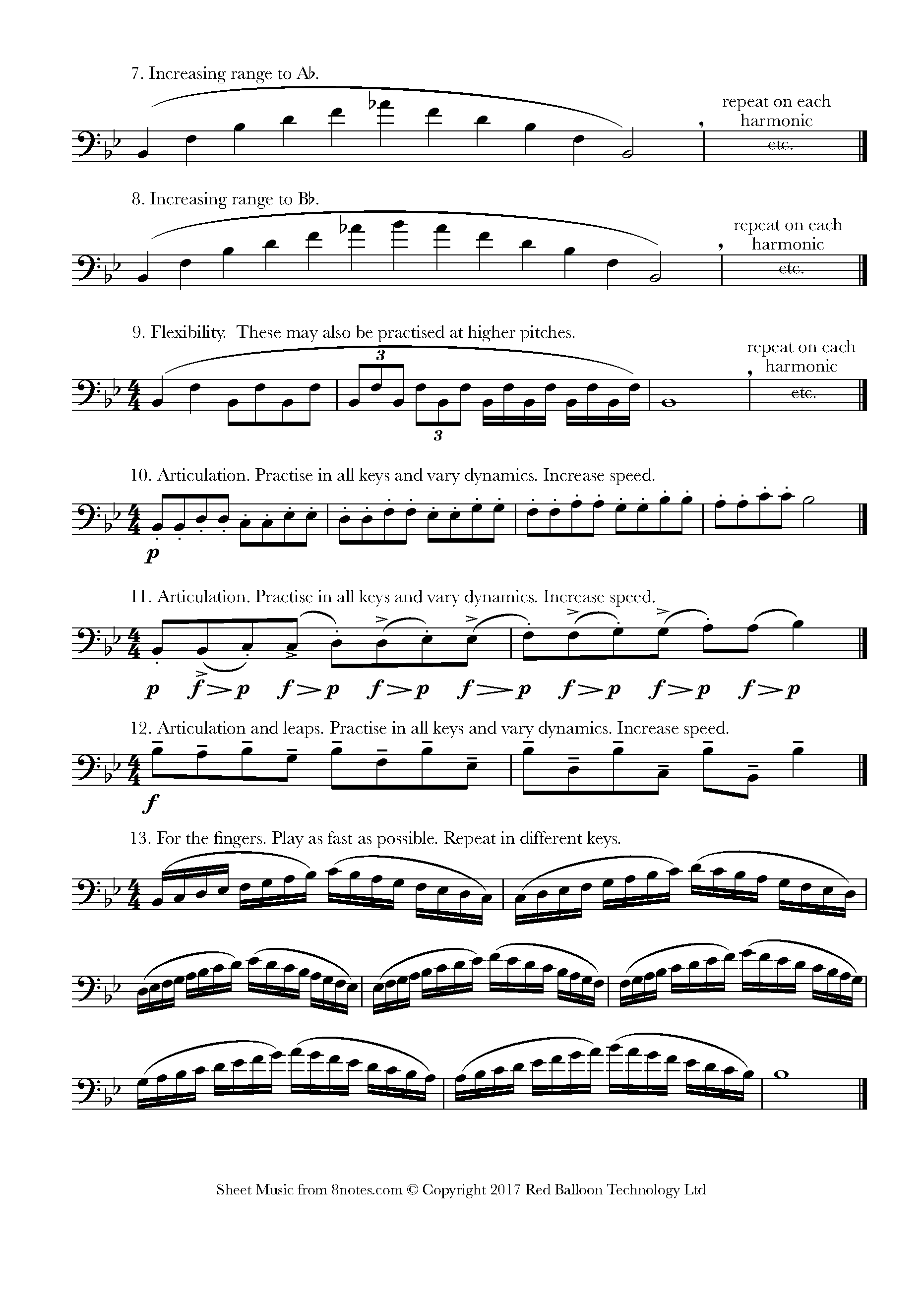Euphonium Bass Clef Warmup Exercises Sheet music for Euphonium