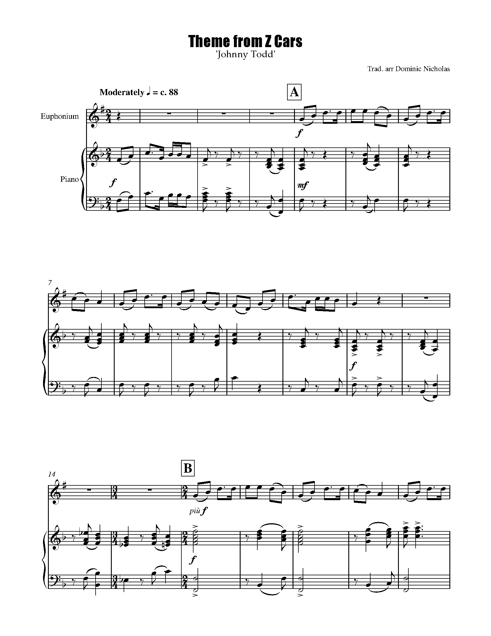 Theme from Z Cars (Johnny Todd) Sheet music for Euphonium
