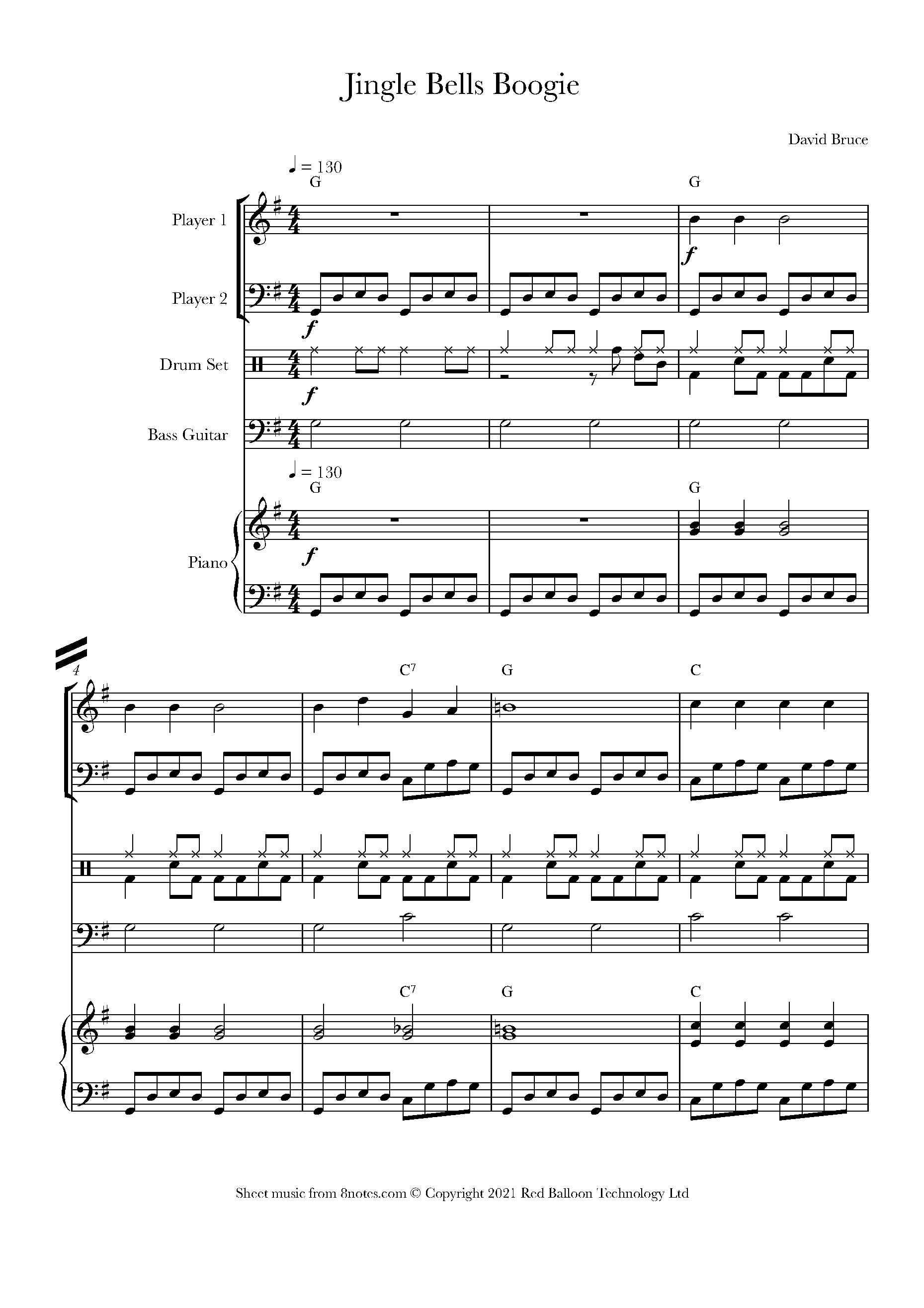 David Bruce Jingle Bells Boogie Sheet music for Flexible 2 Players