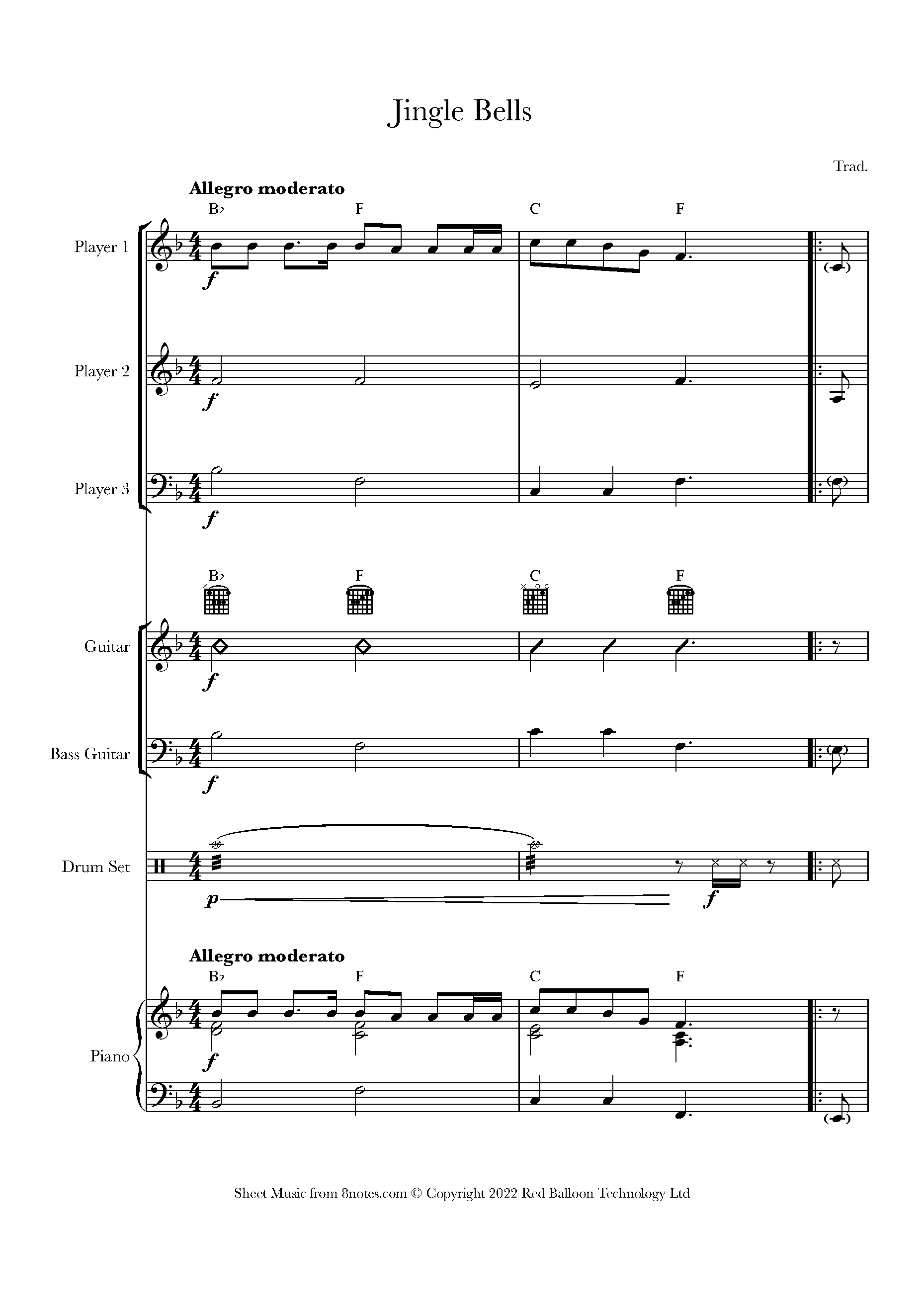 Jingle Bells (with 3Part Choir) Sheet music for Flexible 3 Players