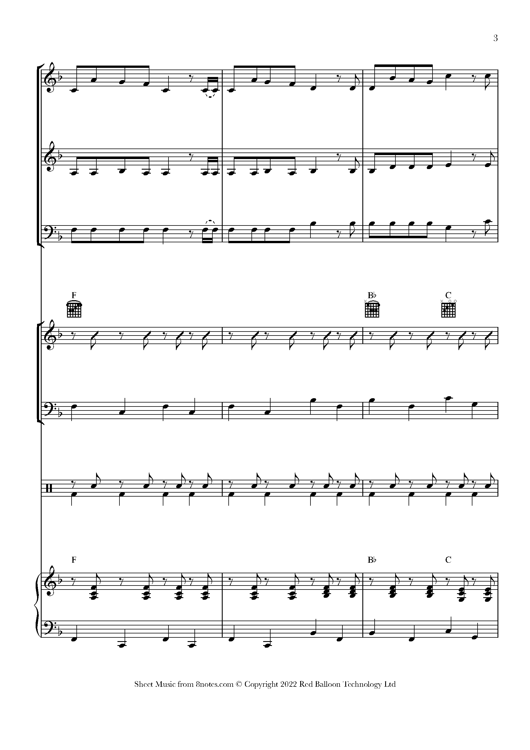 Jingle Bells (with 3Part Choir) Sheet music for Flexible 3 Players
