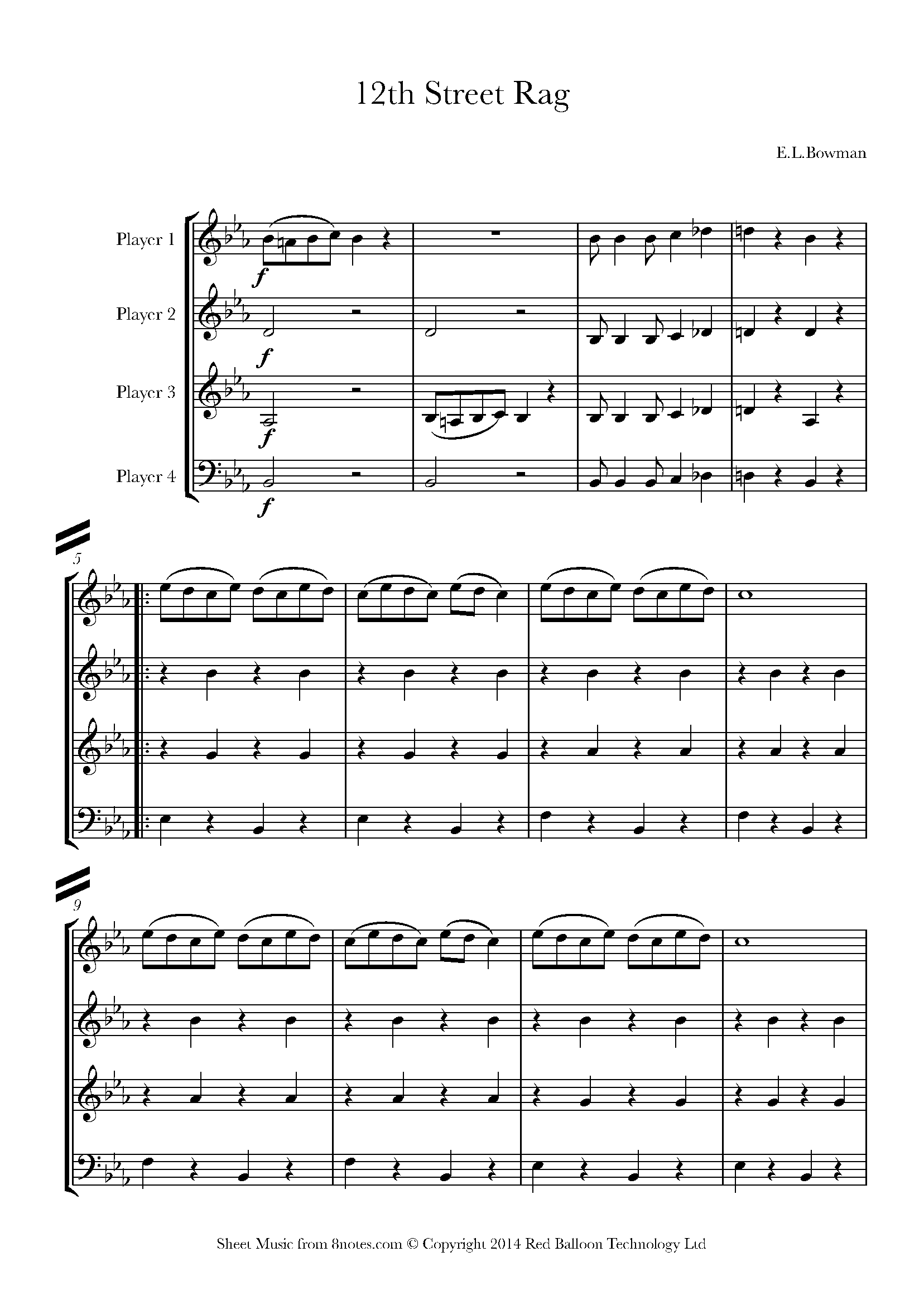 E L Bowman - 12th Street Rag Sheet music for Flexible Brass Ensemble ...