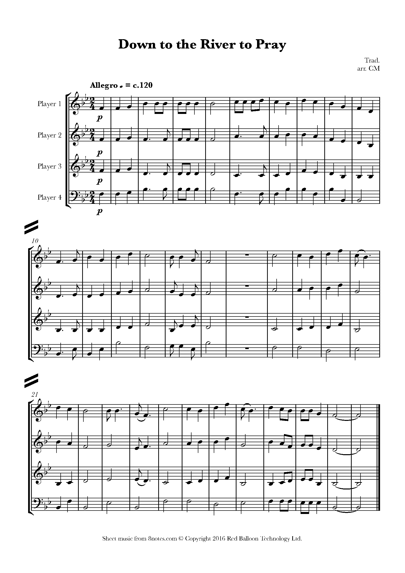 Down to the River to Pray Sheet music for Flexible Brass Ensemble 4 Players