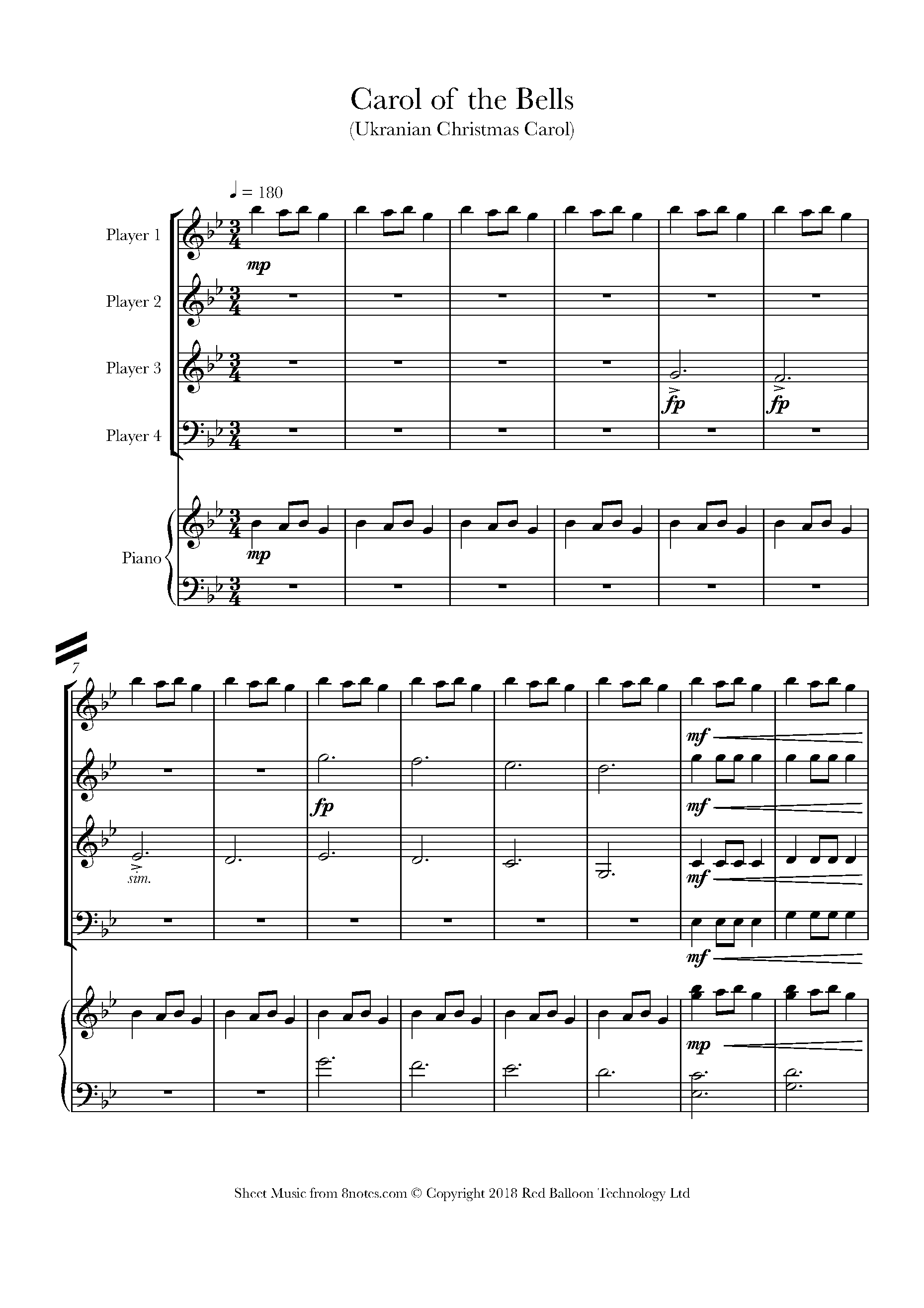 Carol of the Bells Sheet music for Flexible Ensemble and Piano - 4