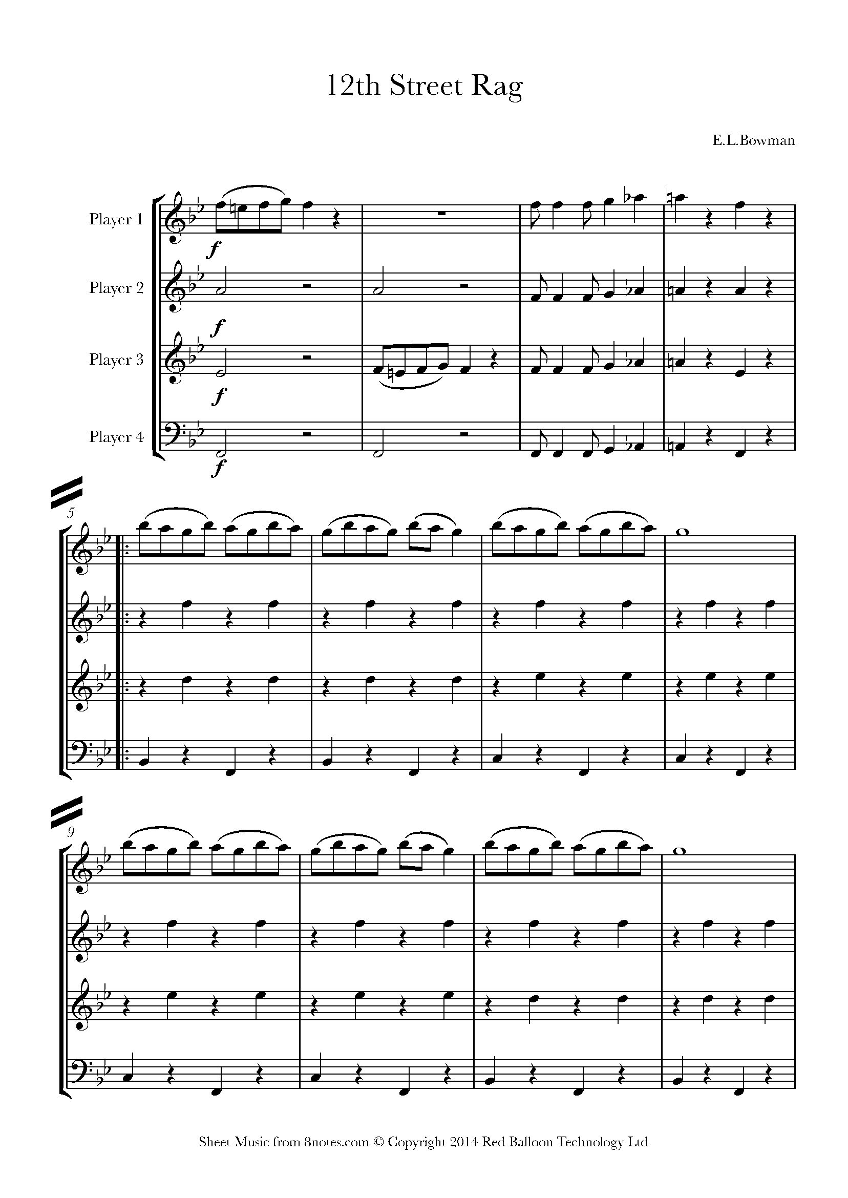 E L Bowman 12th Street Rag Sheet Music For Flexible Mixed Ensemble 4 Players 8notes Com