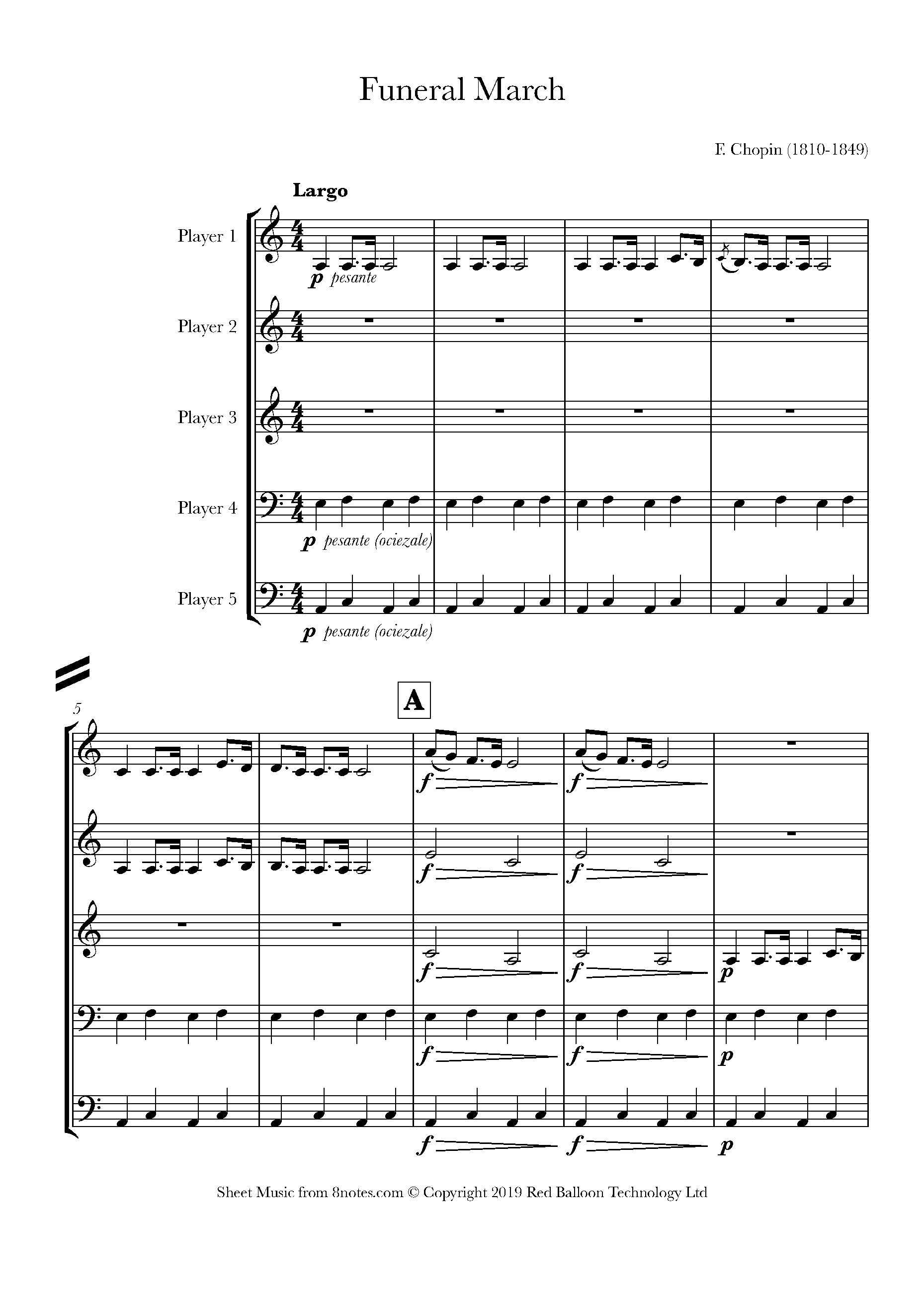﻿Chopin Funeral March Sheet music for Flexible Mixed Ensemble 5