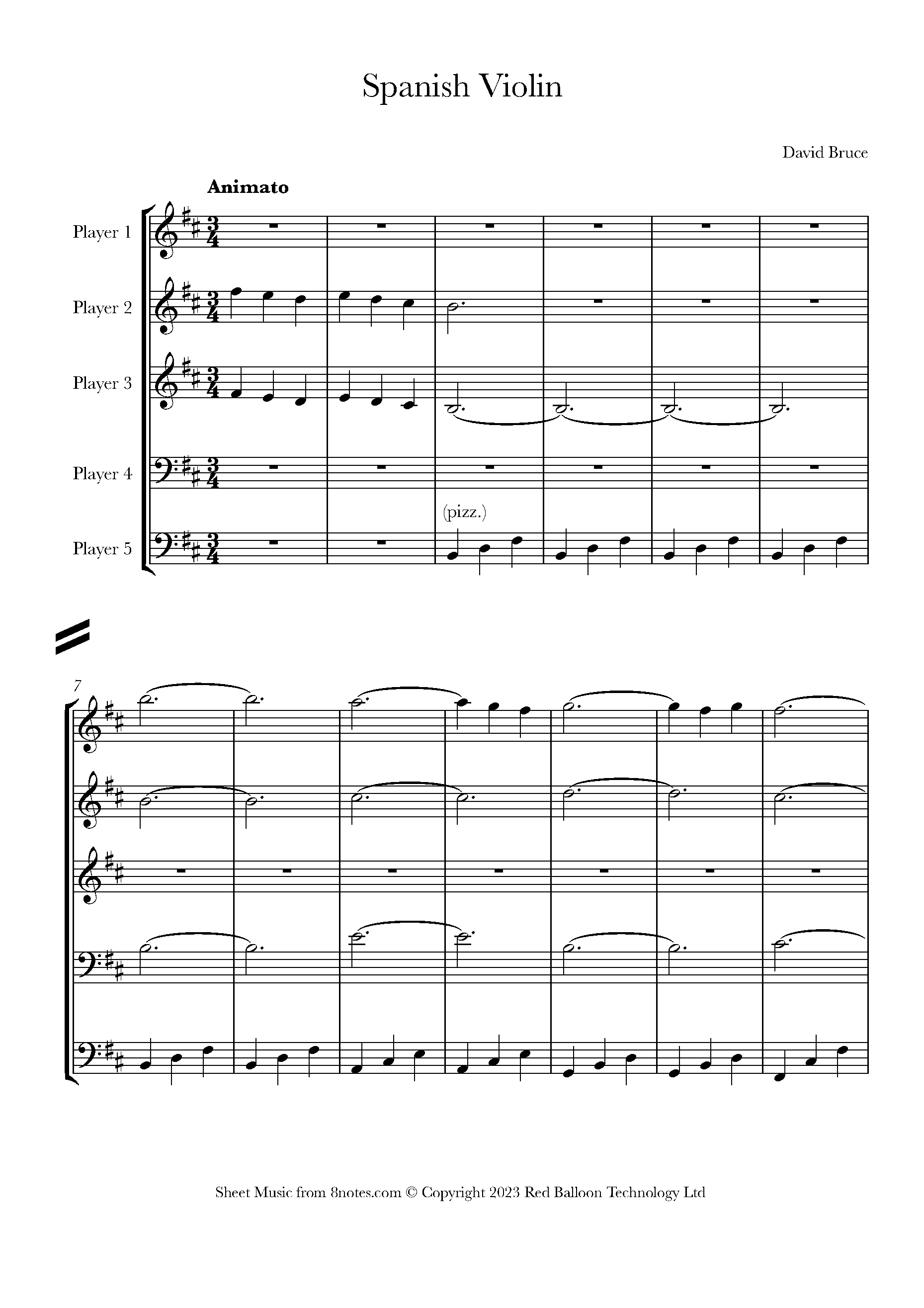 Bruce, David Spanish Violin Sheet music for Flexible String Ensemble
