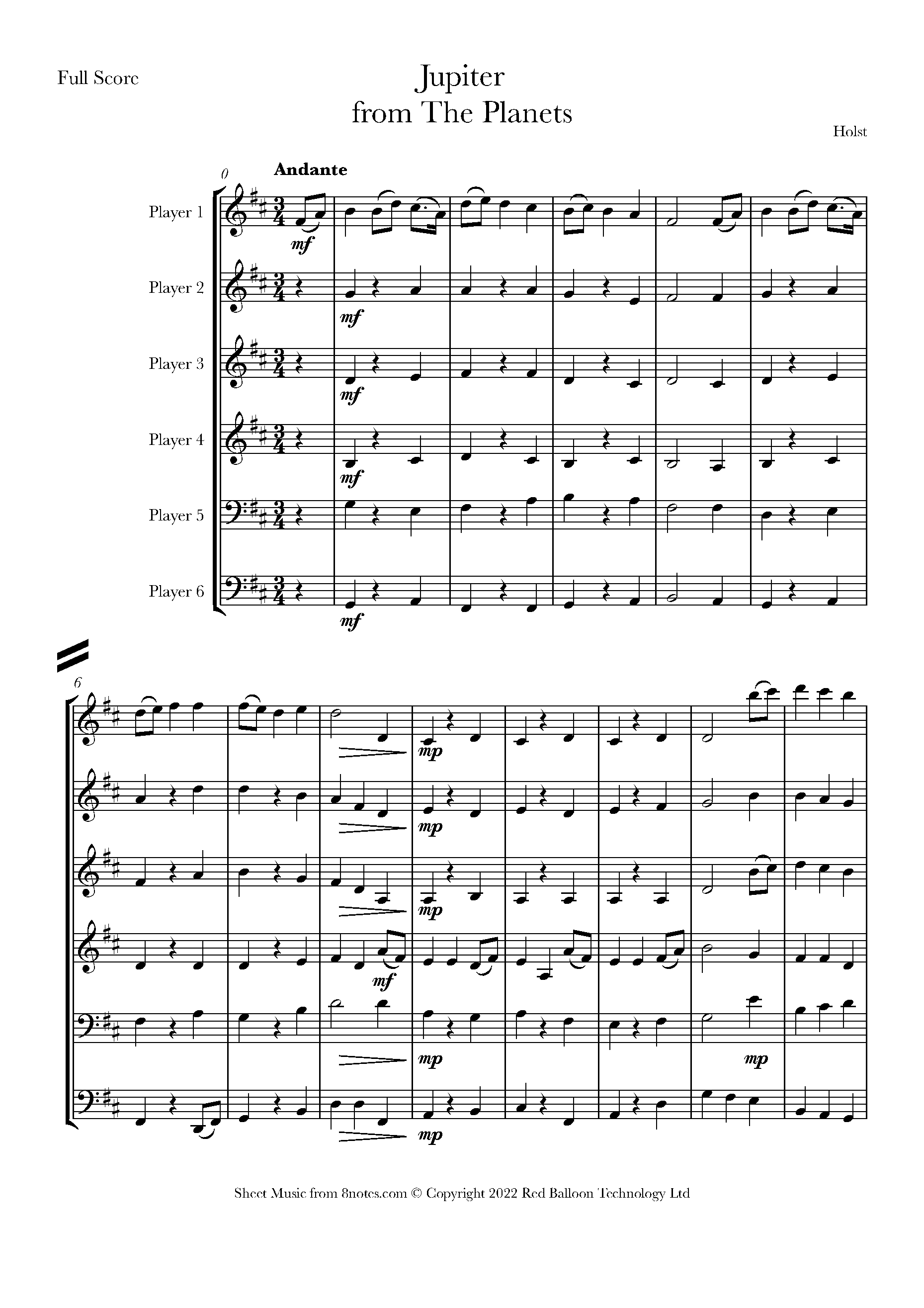 Holst Jupiter from the (theme) Sheet music for Flexible