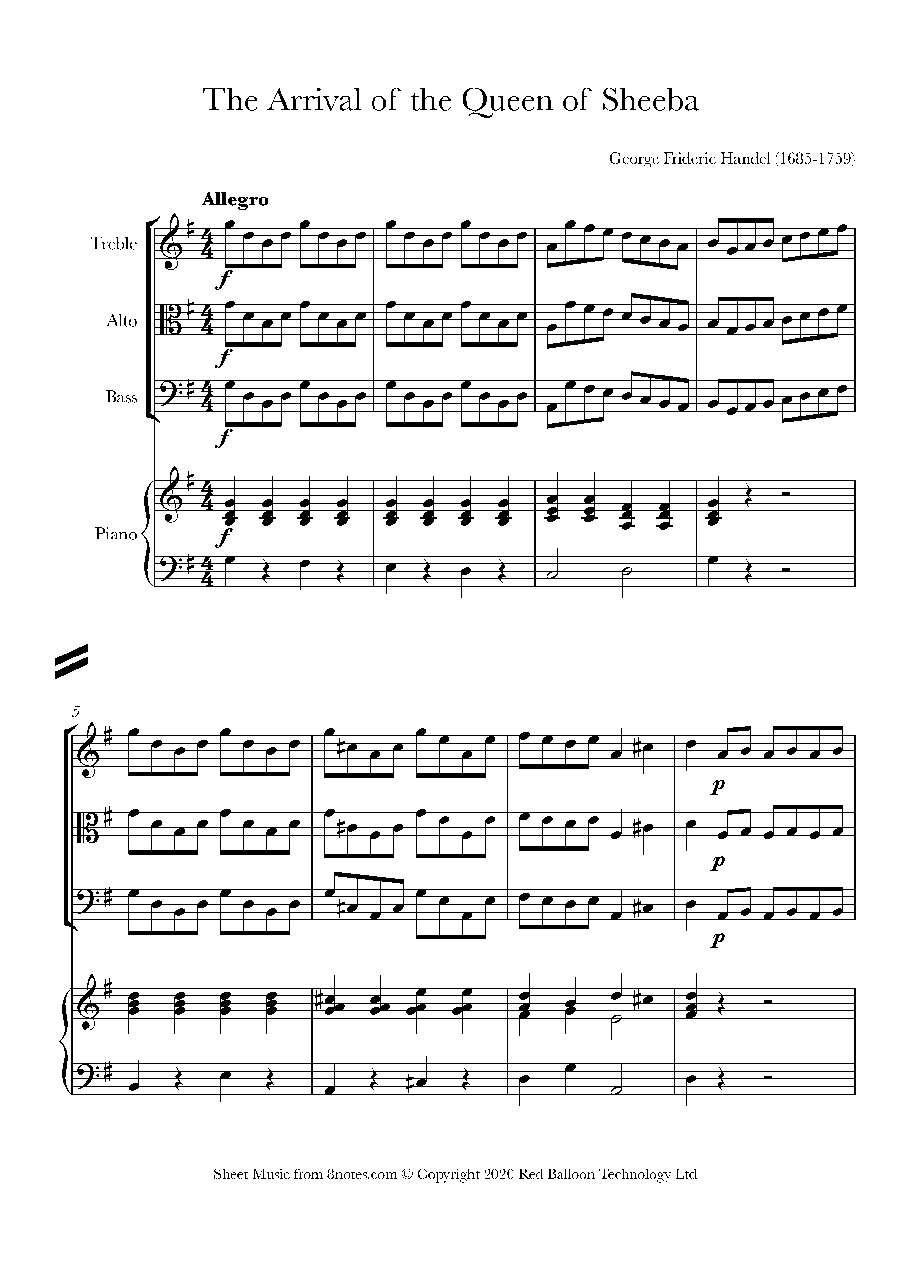 Handel The Arrival of the Queen of Sheba Sheet music for Flexible