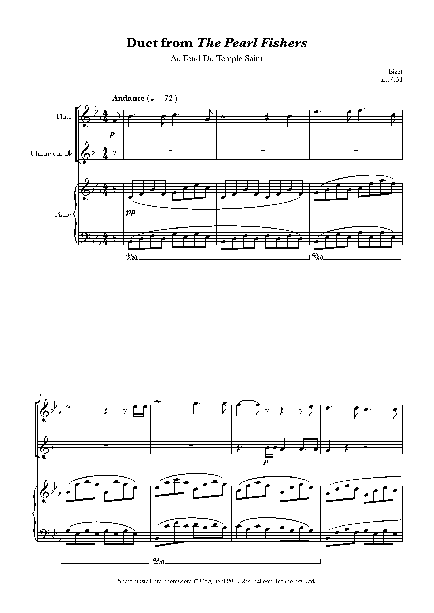 Bizet Duet from The Pearl Fishers Au Fond Du Temple Saint Sheet