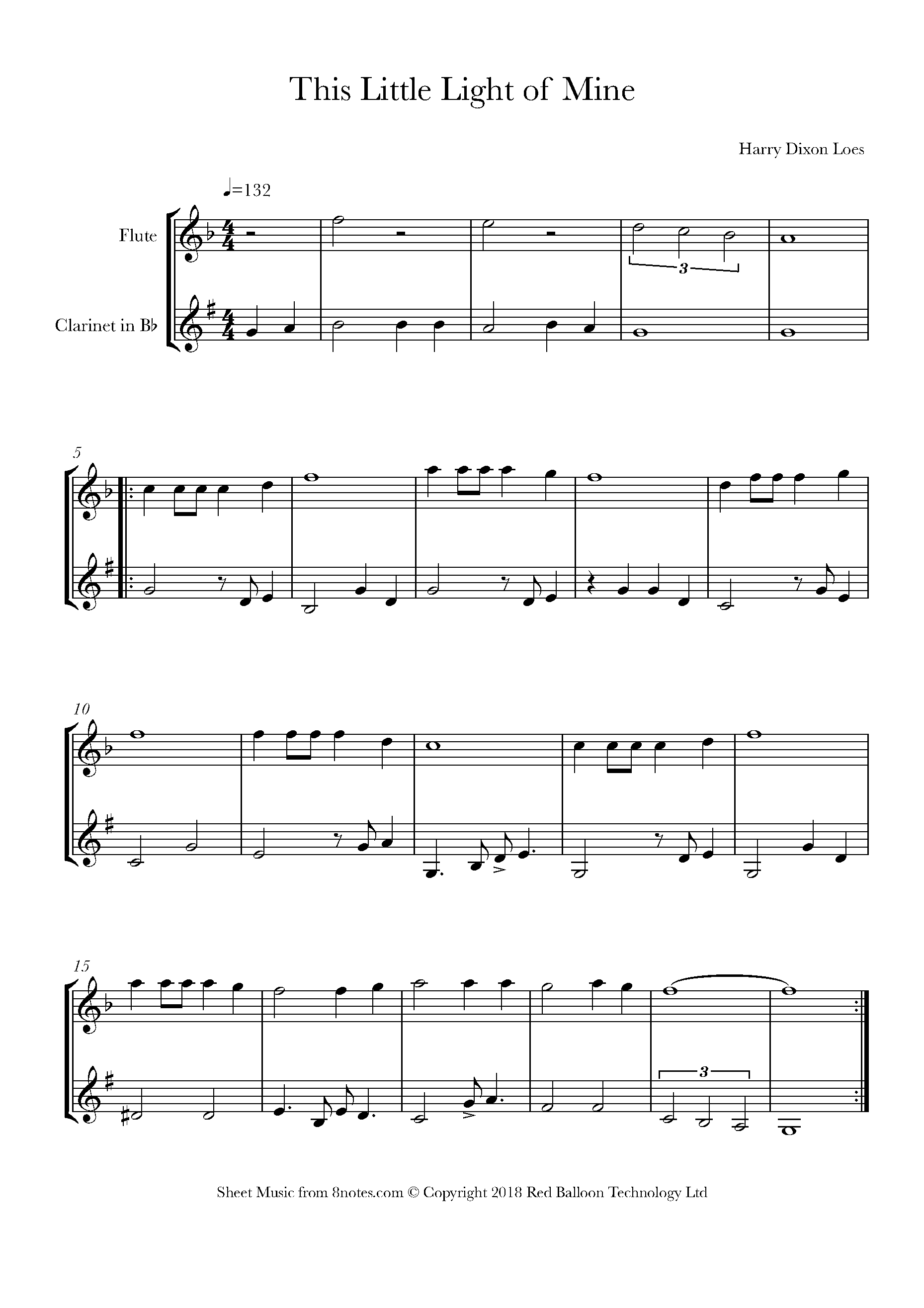 Harry Dixon Loes - This Little Light of Mine Sheet music for Flute