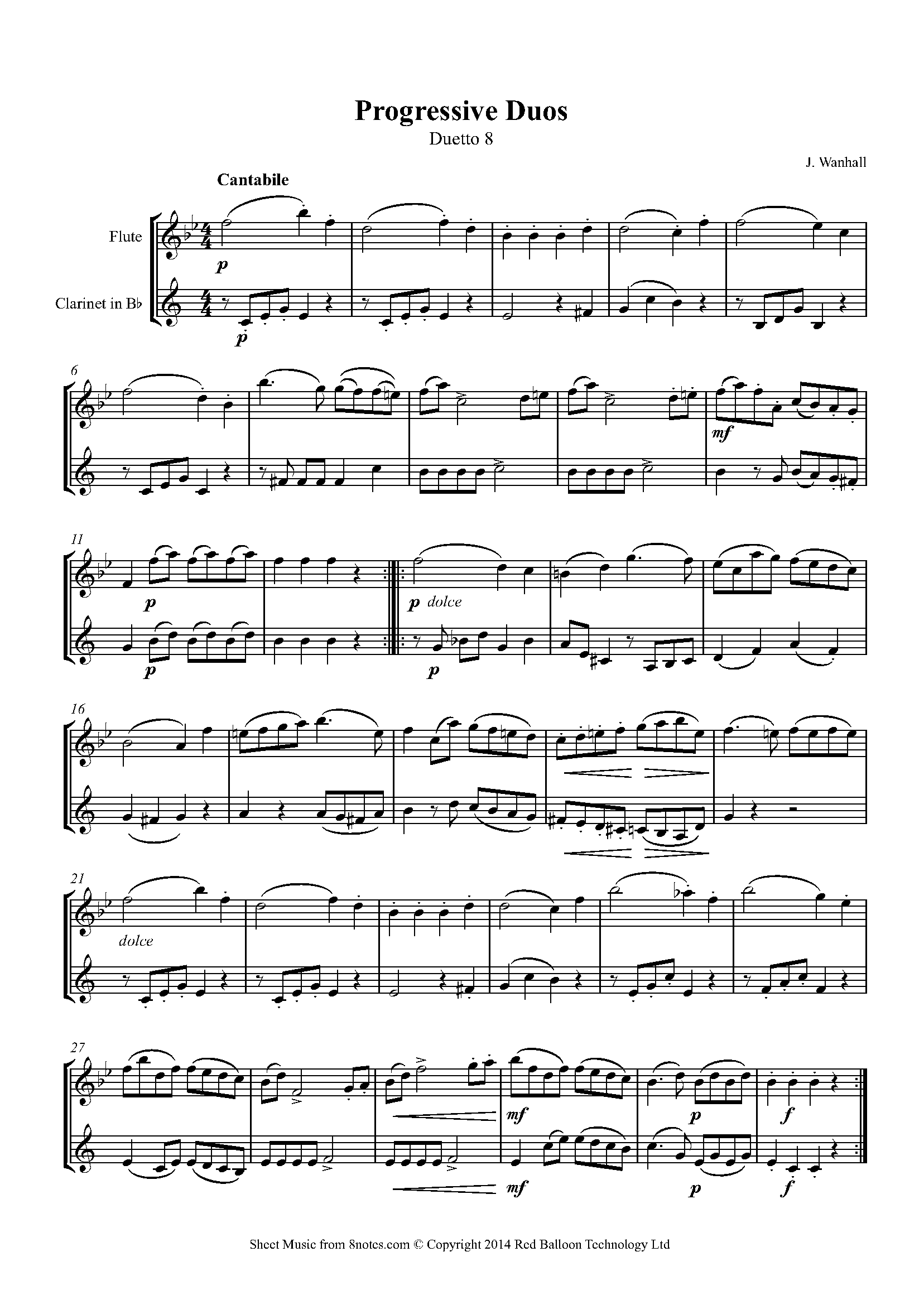 Wanhall Progressive Duos Duetto 8 Sheet music for