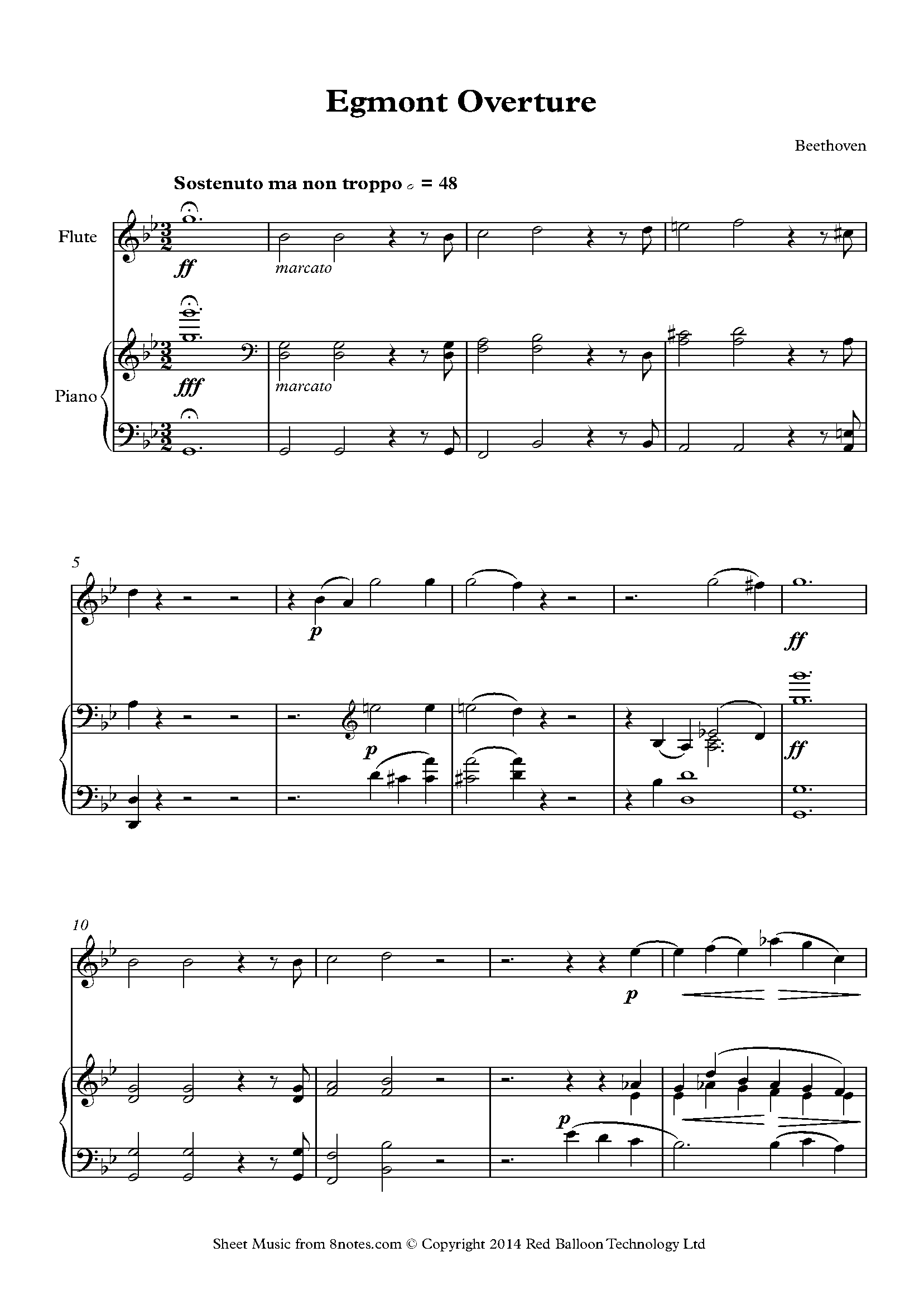 Beethoven Egmont Overture Sheet music for Flute