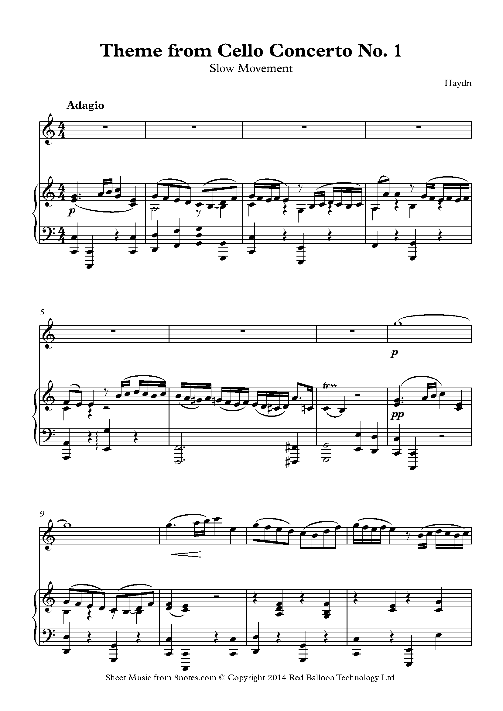 Haydn Theme from Cello Concerto No. 1 Sheet music for Flute