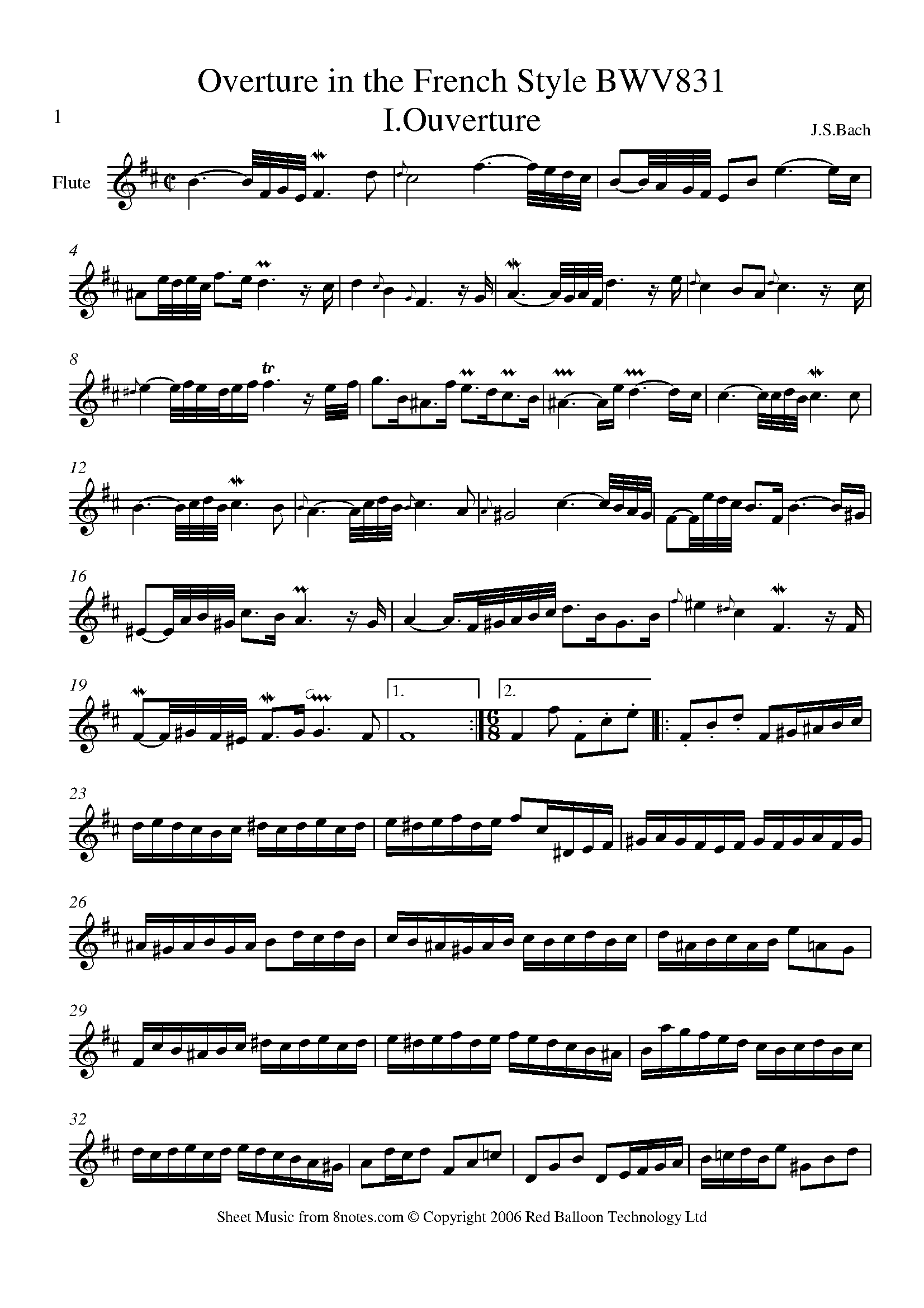 Bach Overture in a French Style BWV 831 Sheet music for Flute