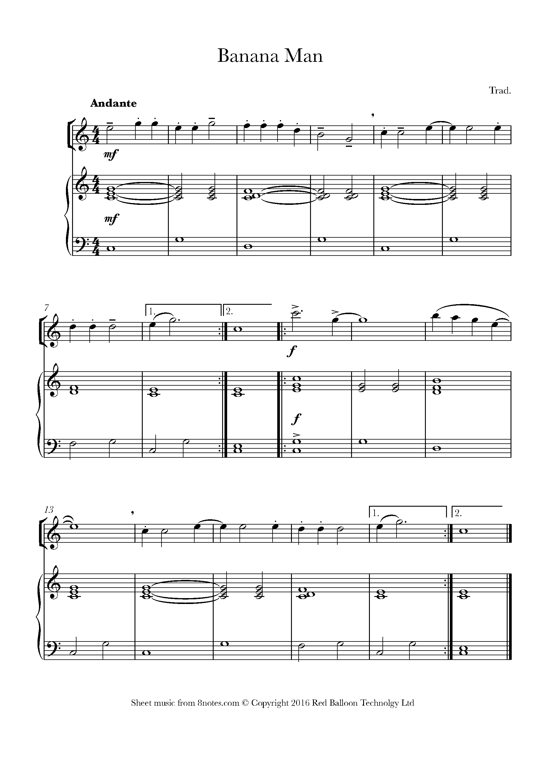 Banana Man (Jamaica) Sheet music for Flute