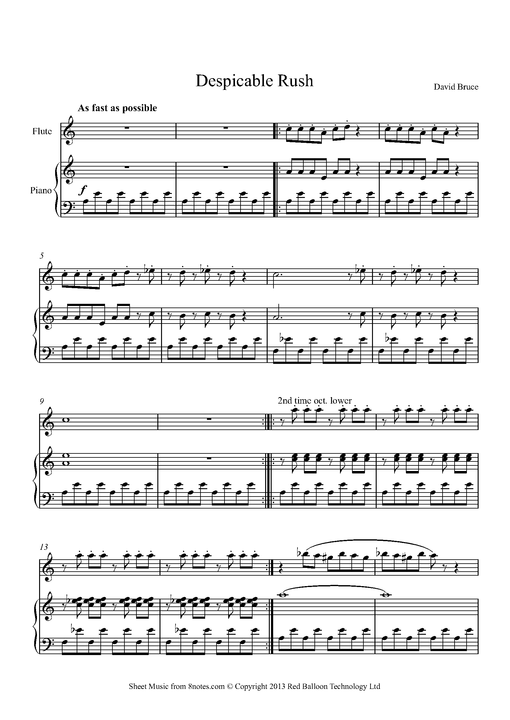 David Bruce - Despicable Rush Sheet music for Flute - 8notes.com
