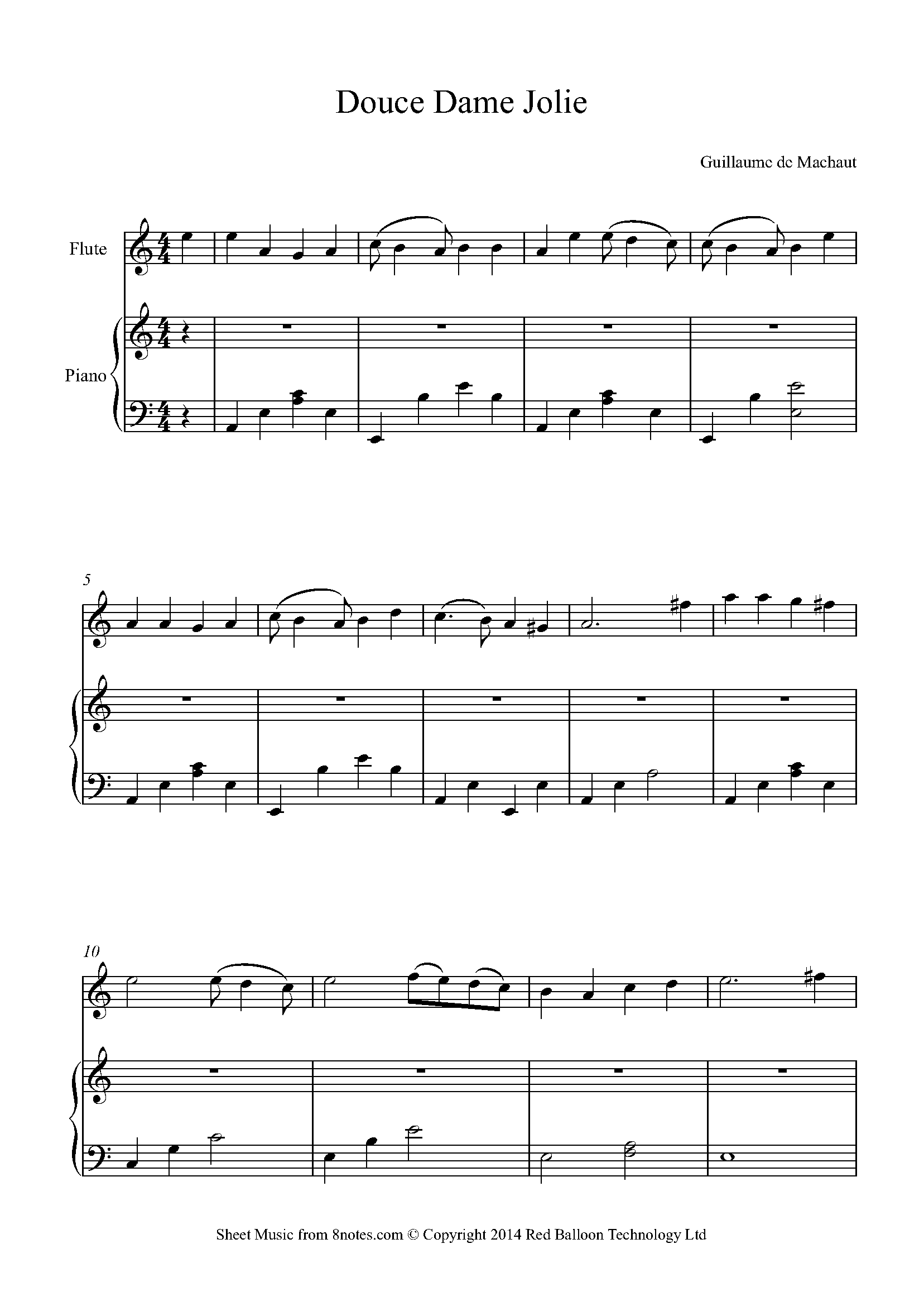 Machaut Douce Dame Jolie Sheet Music For Flute 8notes Com Machaut Douce Dame Jolie Sheet Music For Flute 8notes Com