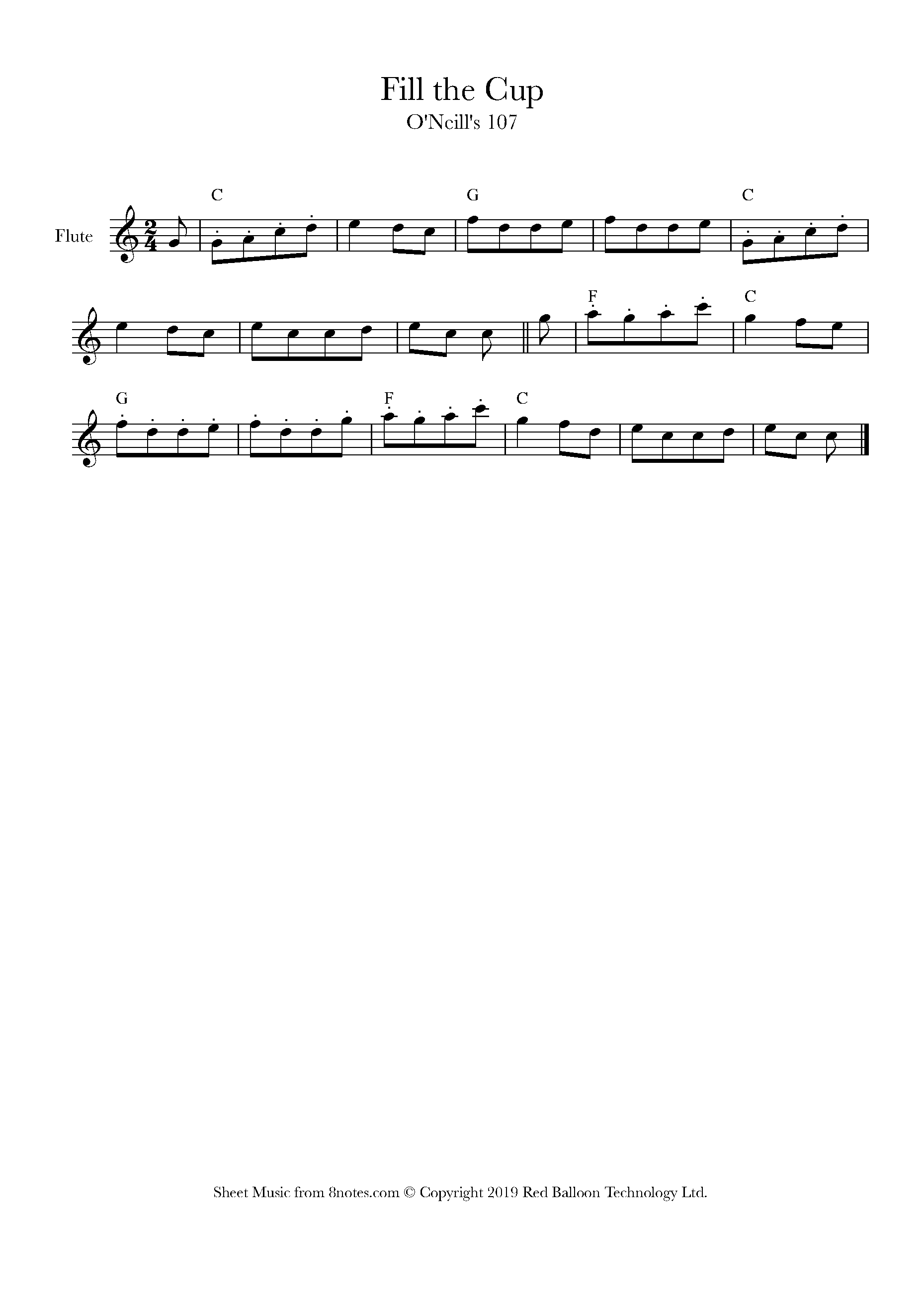 Fill the Cup (Irish Folk Song) Sheet music for Flute