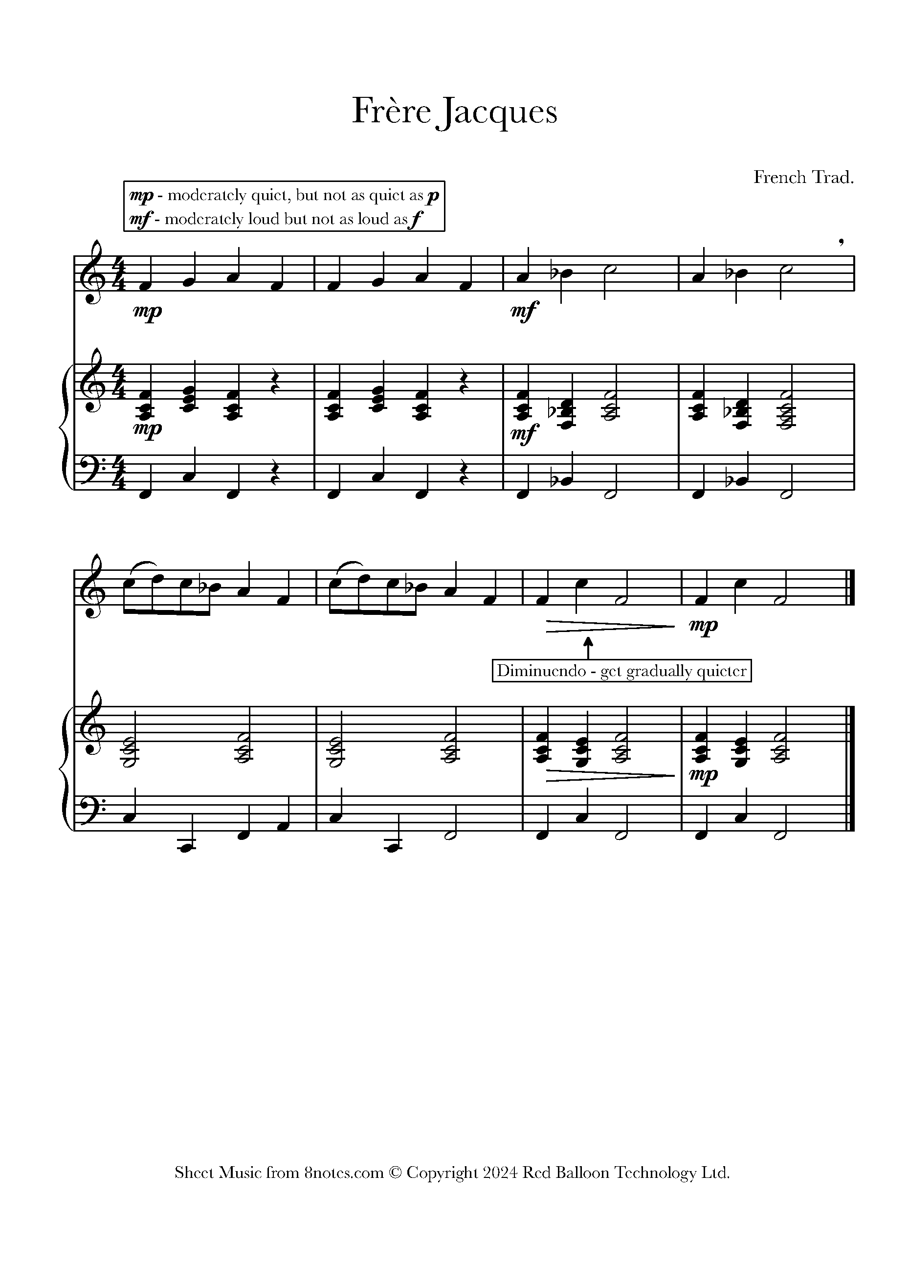 Frere Jacques Sheet music for Flute