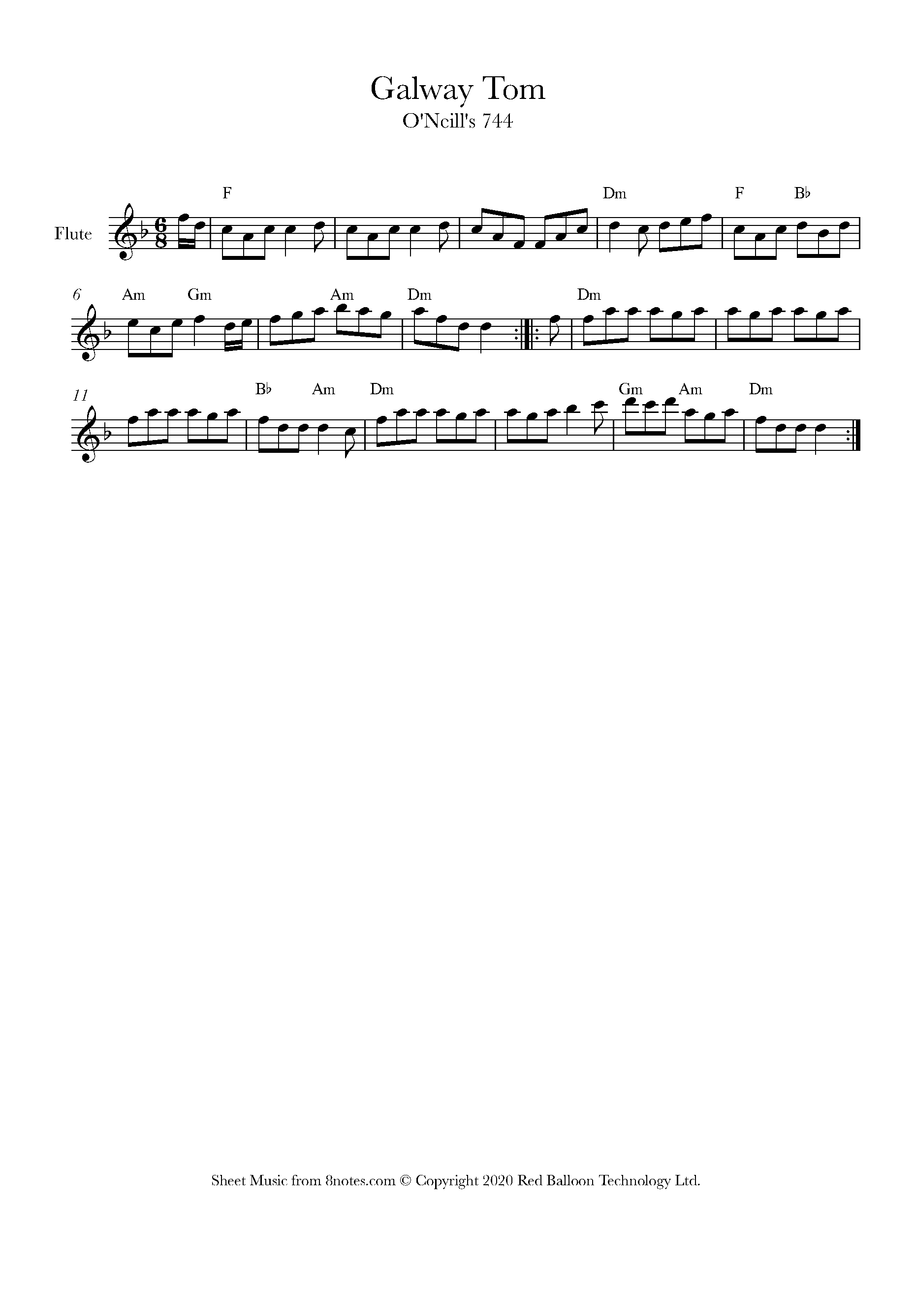 Galway Tom (Irish Folk Song) Sheet music for Flute