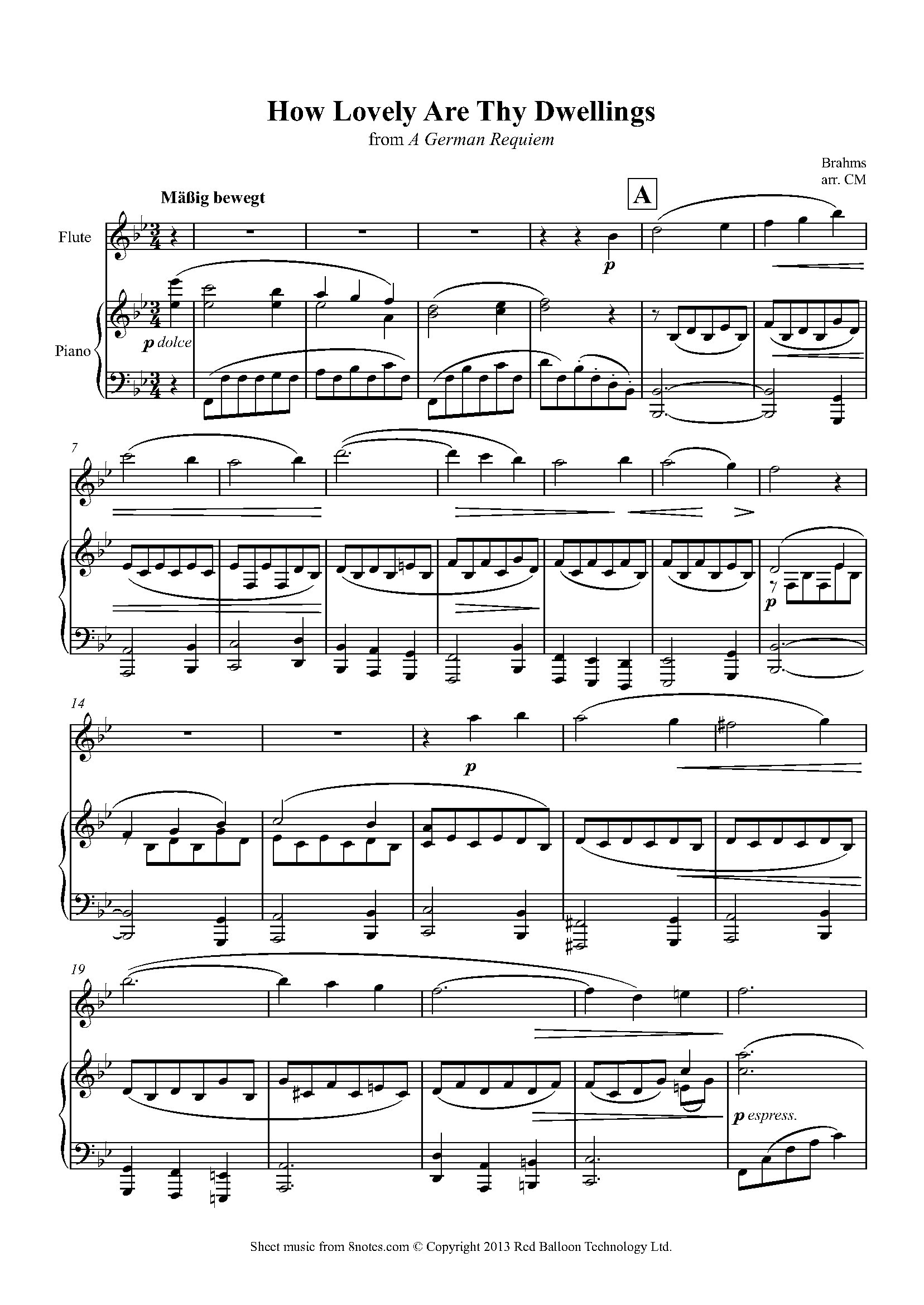 Brahms How Lovely Are Thy Dwellings From A German Requiem Sheet Music