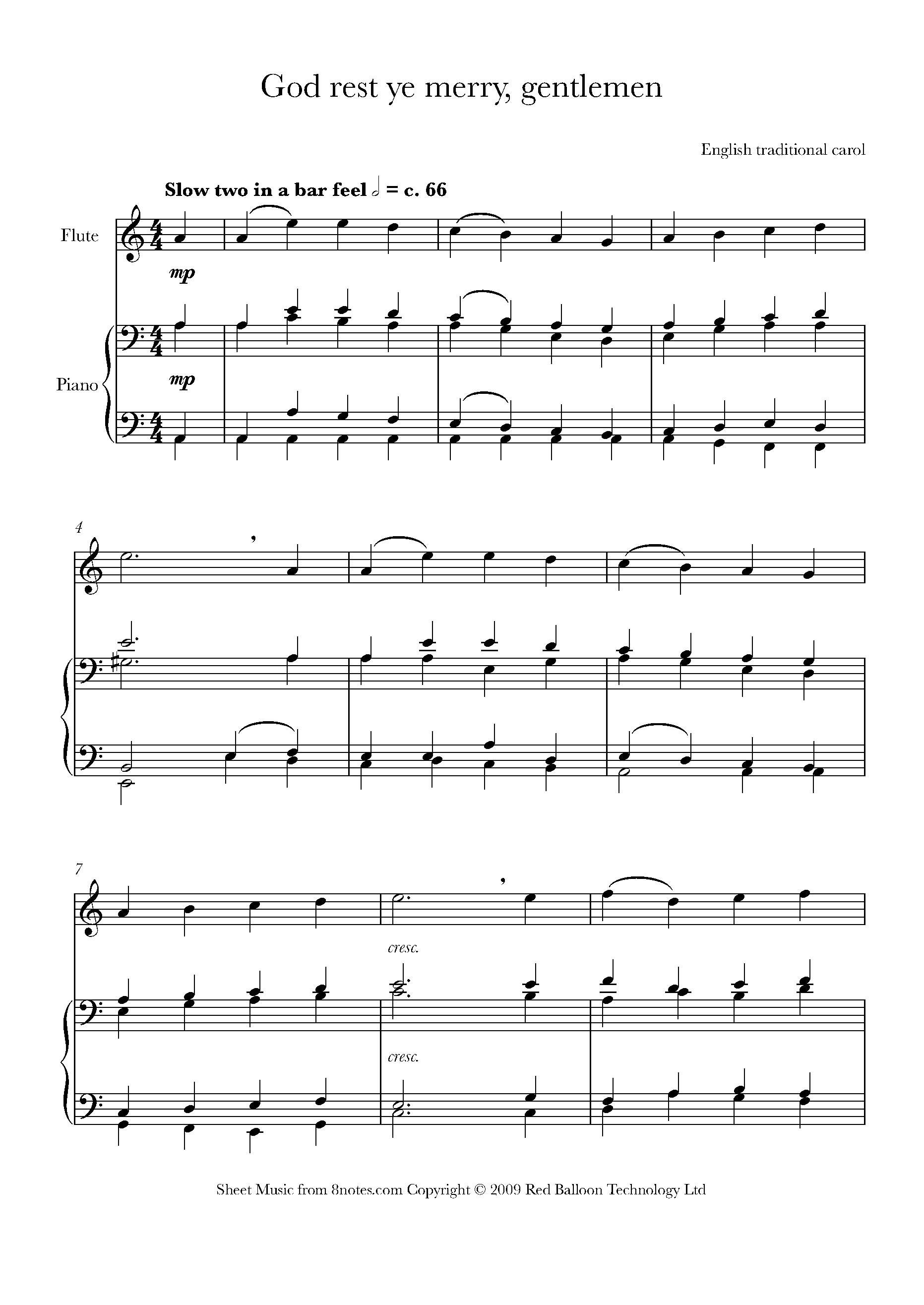 God rest you merry gentlemen Sheet music for Flute - 8notes.com