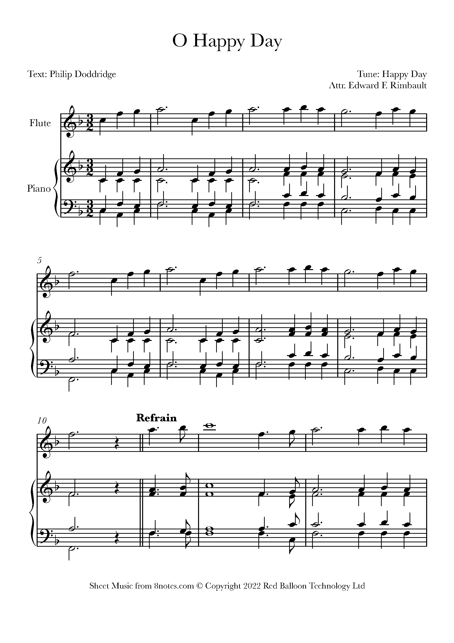 Rimbault O Happy Day Sheet music for Flute