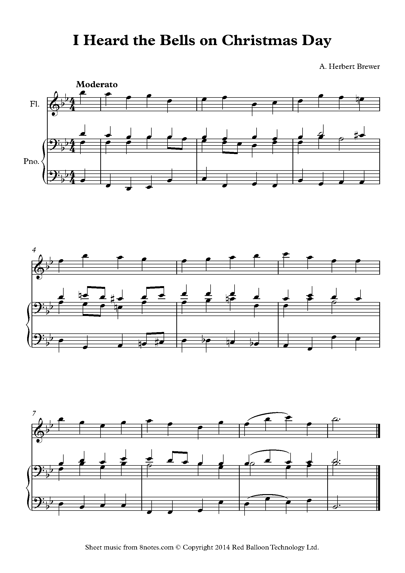 I Heard the Bells on Christmas Day Sheet music for Flute