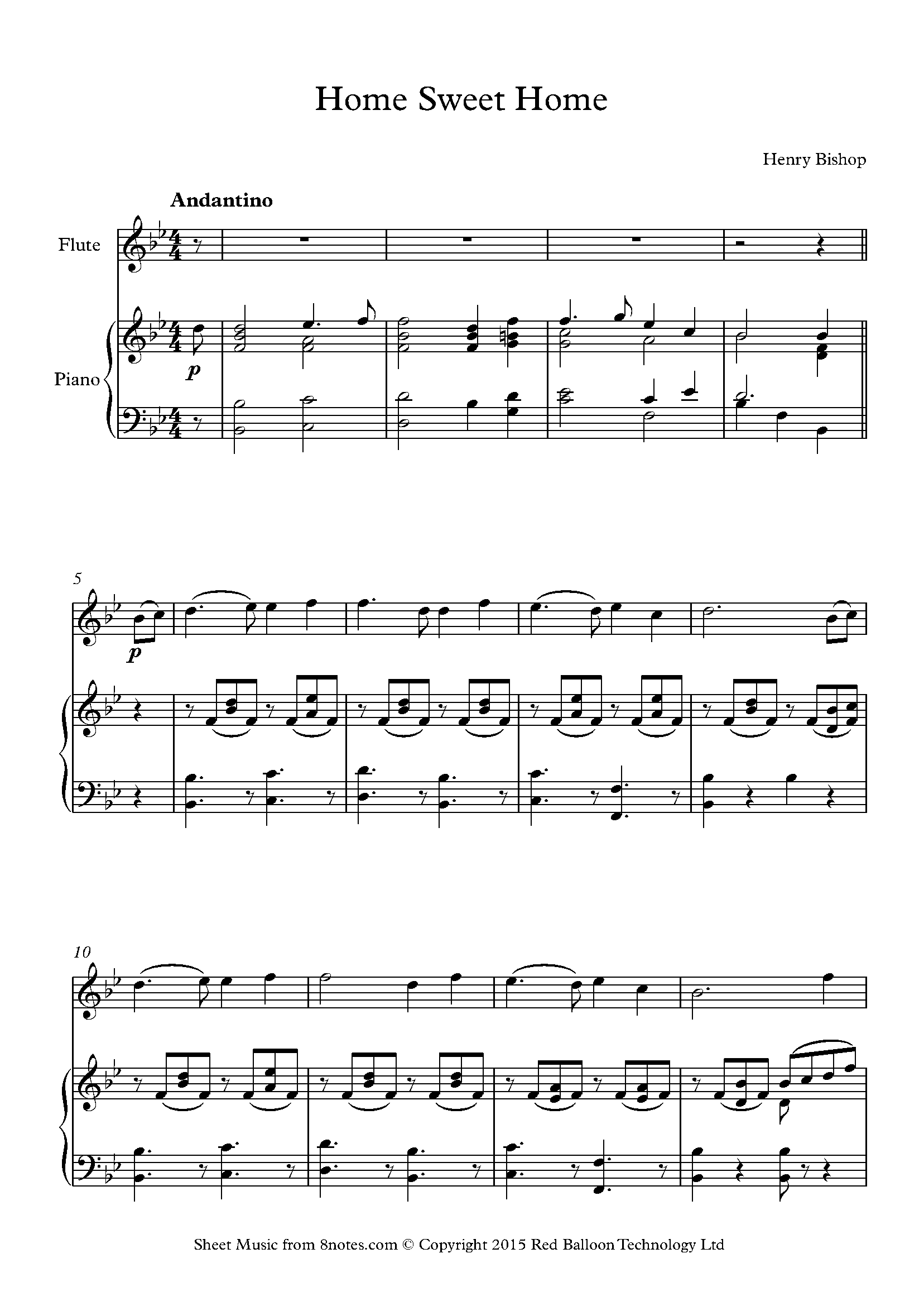 Henry Bishop - Home Sweet Home Sheet music for Flute - 8notes.com