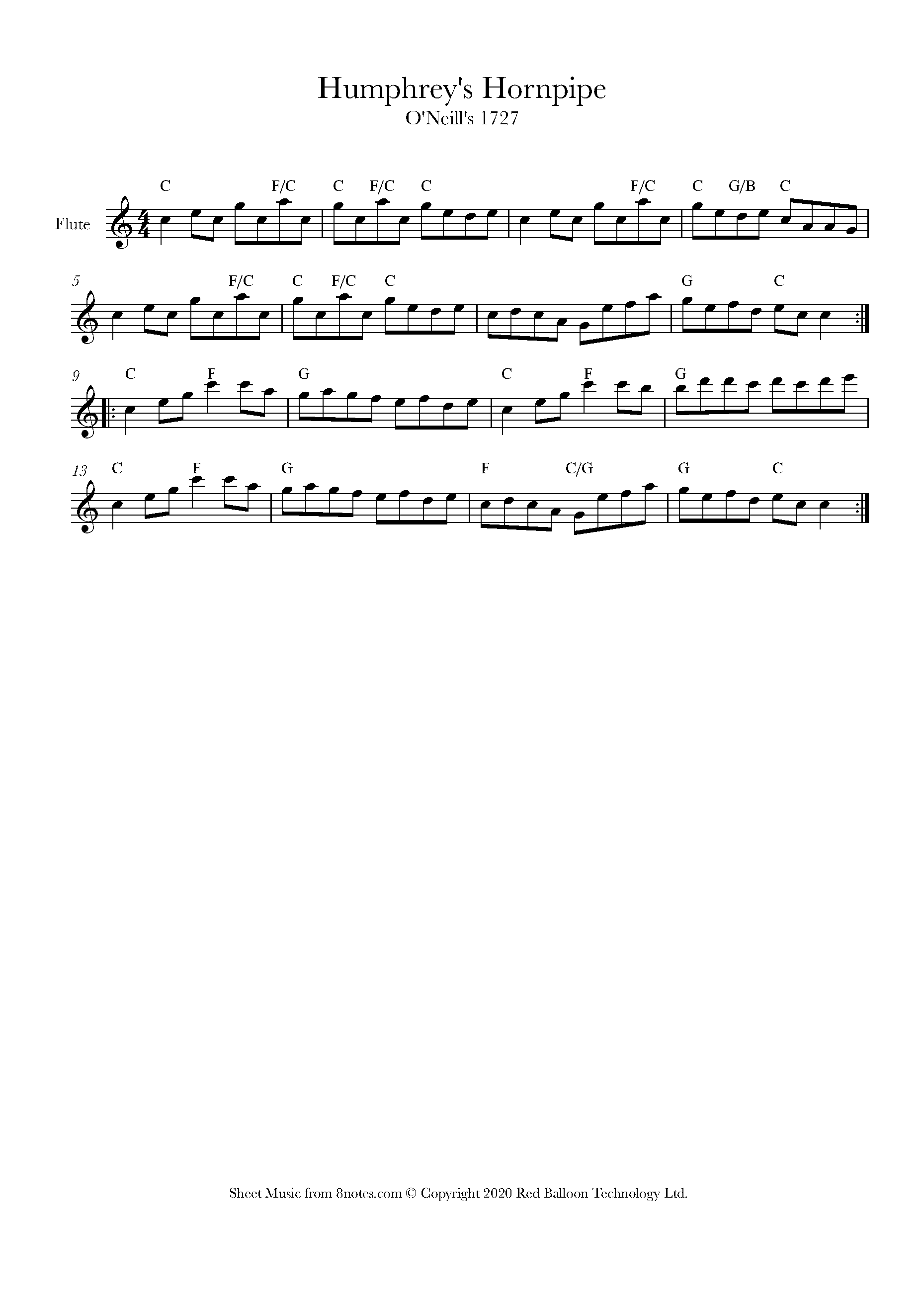 Humphrey's Hornpipe (Irish Folk Song) Sheet music for Flute