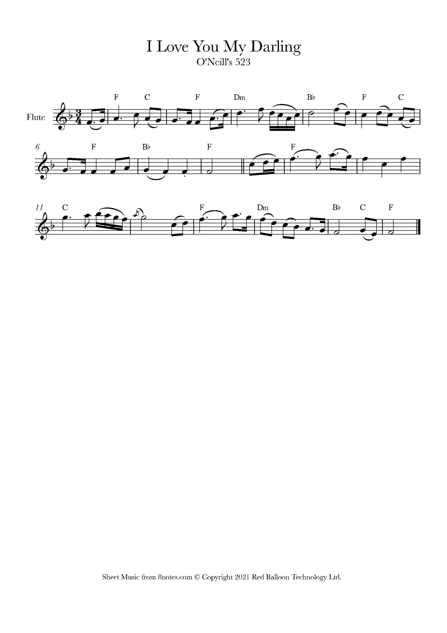 I Love You My Darling Irish Folk Song Sheet Music For Flute 8notes Com I Love You My Darling Irish Folk Song Sheet Music For Flute 8notes Com