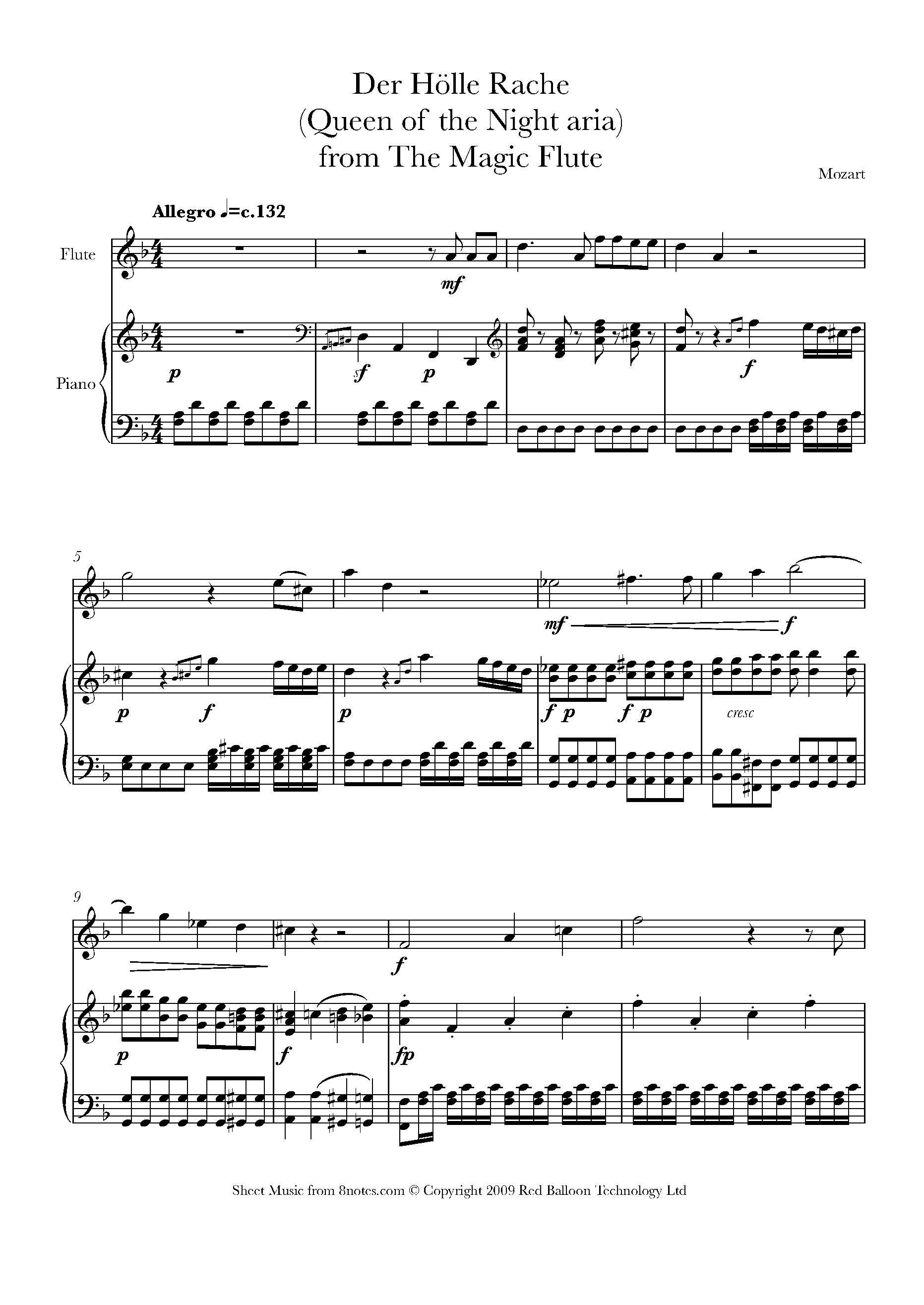 Mozart Queen Of The Night Aria From Magic Flute Sheet Music For Flute Mozart Queen Of The Night Aria From Magic Flute Sheet Music For Flute