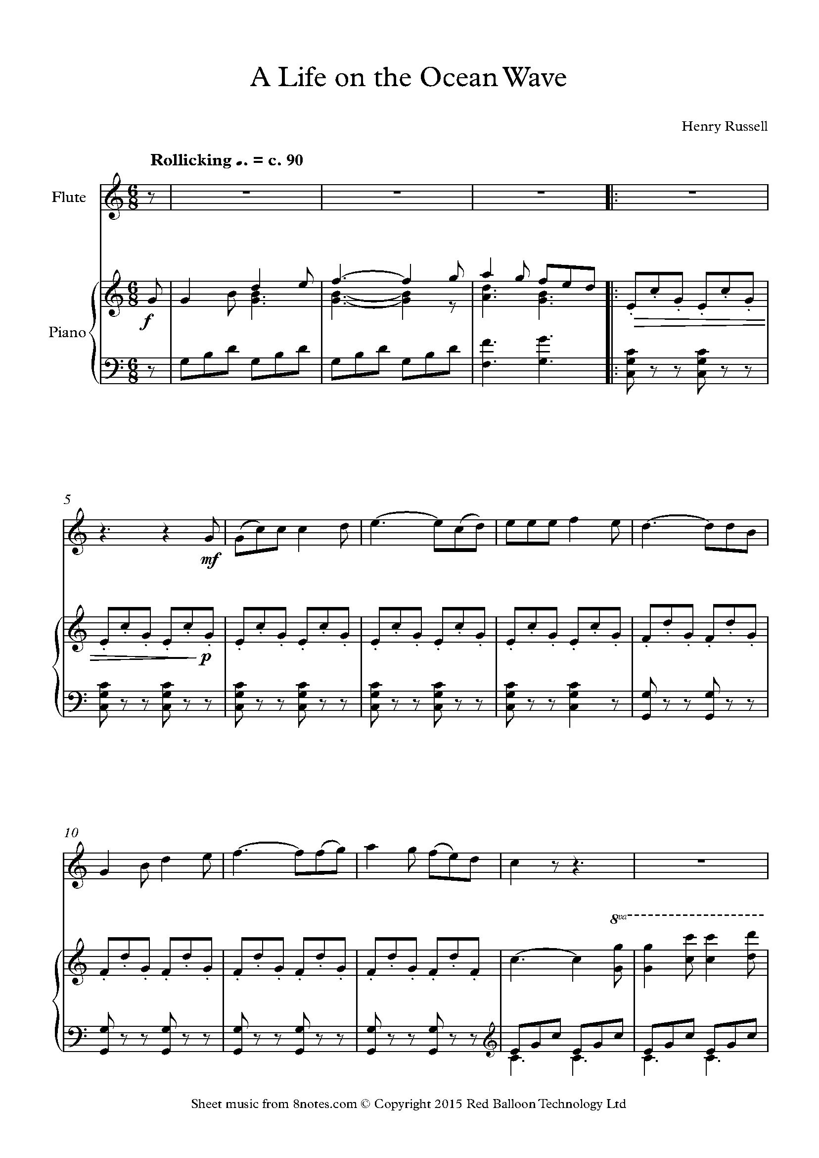 Henry Russell A Life on the Ocean Wave Sheet music for Flute