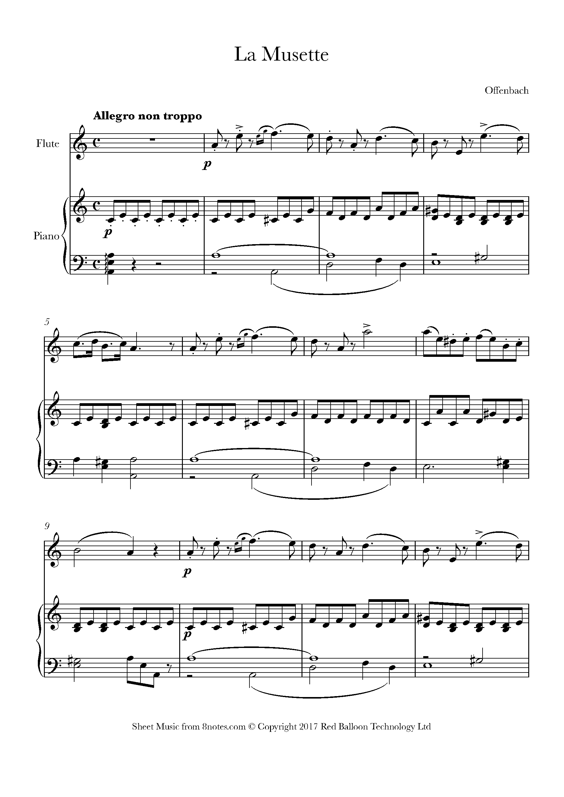 Offenbach La Musette Op.24 Sheet music for Flute