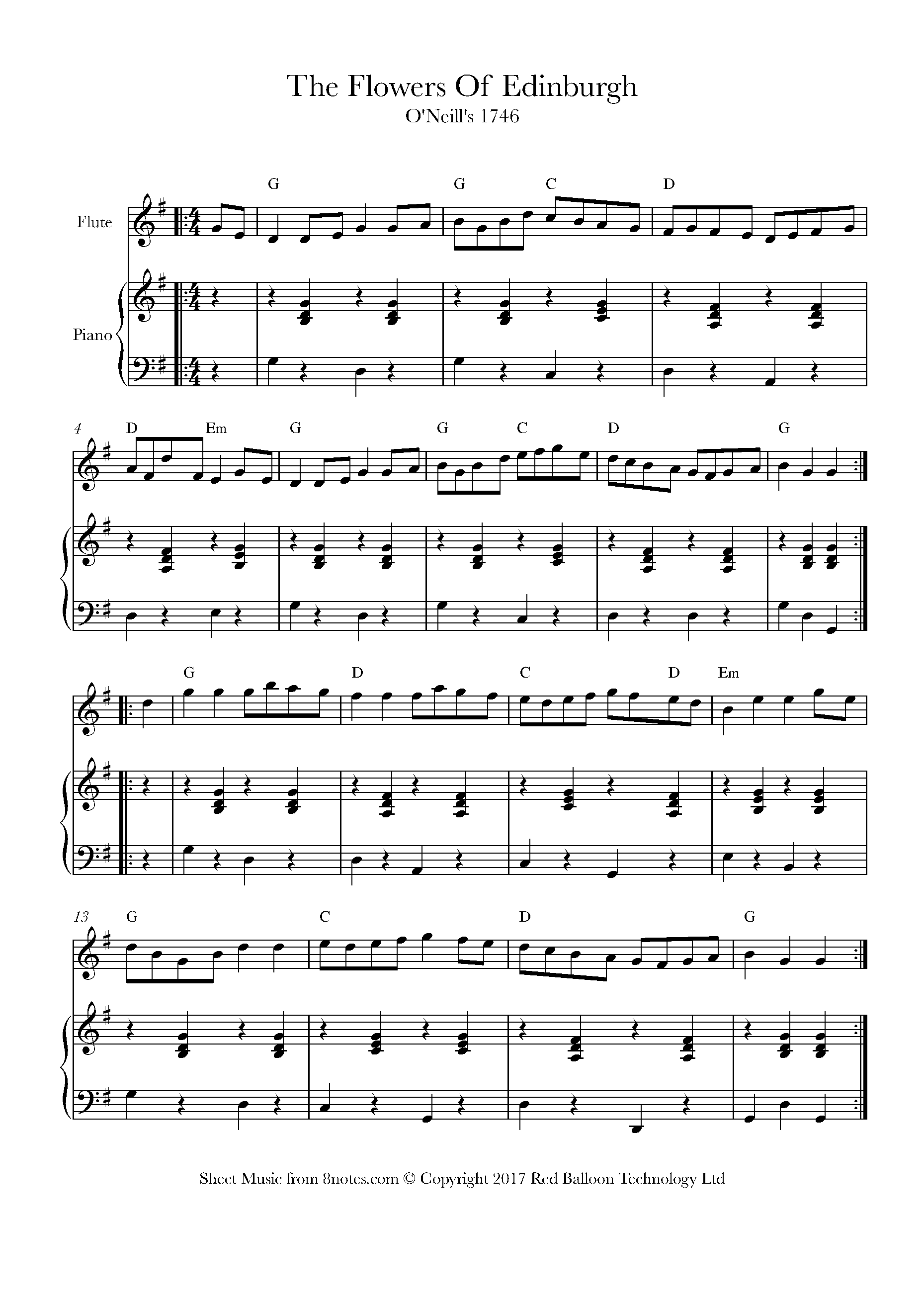 The Flowers of Edinburgh (Irish Old Time Tune) Sheet music for Flute
