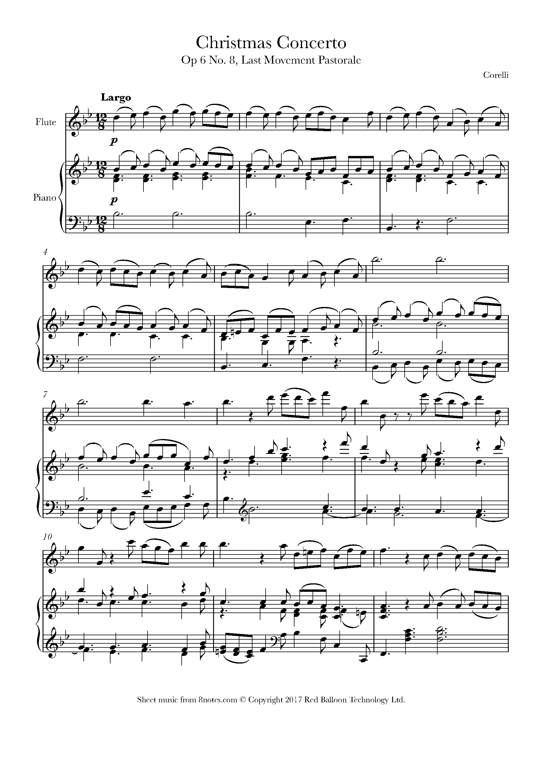 Corelli Christmas Concerto Op 6 No. 8, Pastorale Sheet music for
