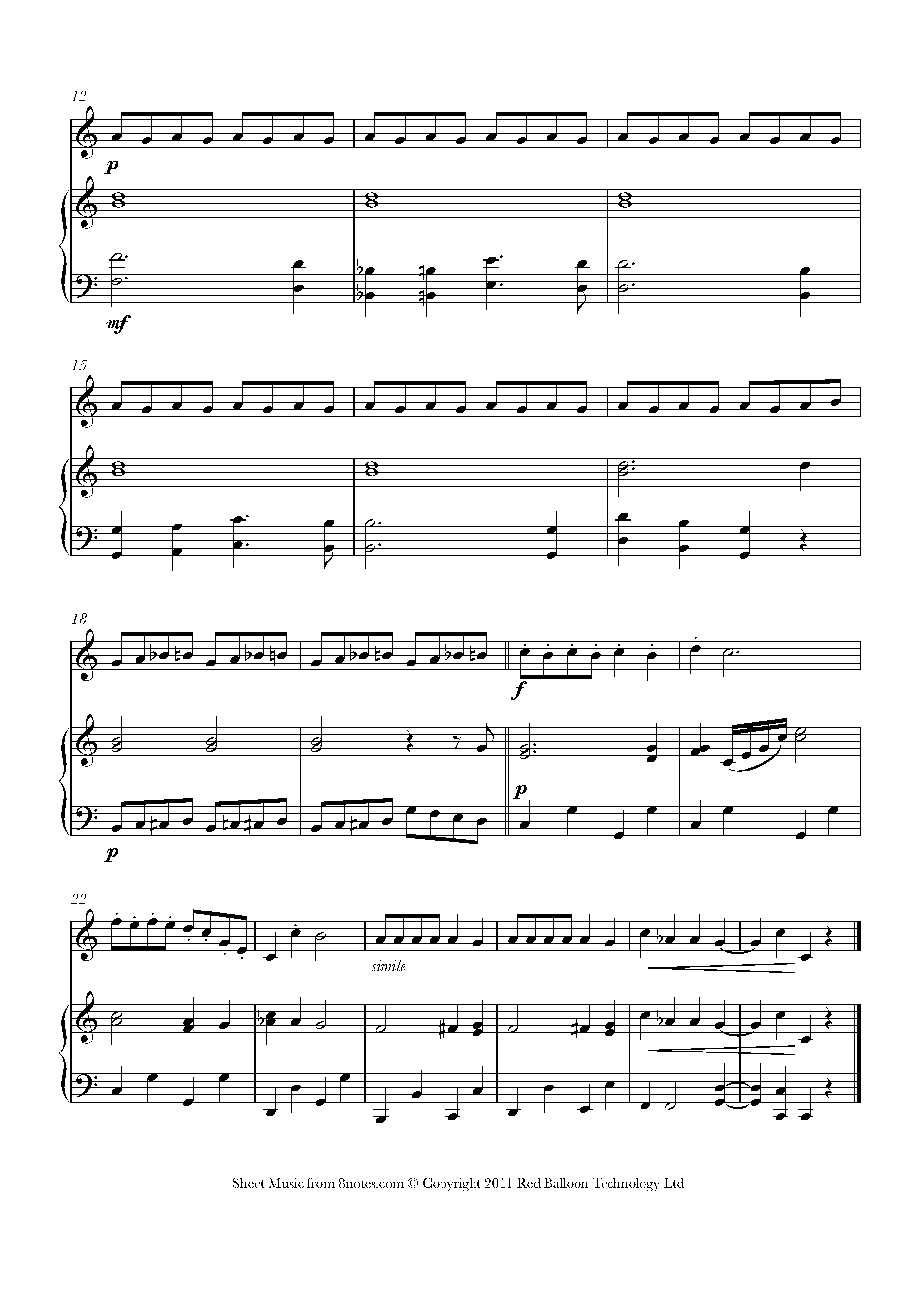 Tchaikovsky Dance of the reed pipes from the Nutcracker Sheet music