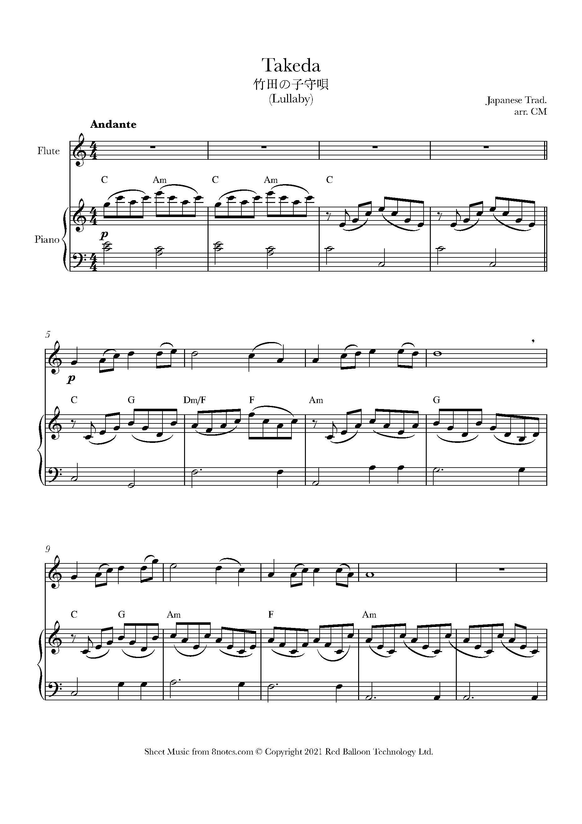 Takeda Lullaby (Japanese Trad.) Sheet music for Flute