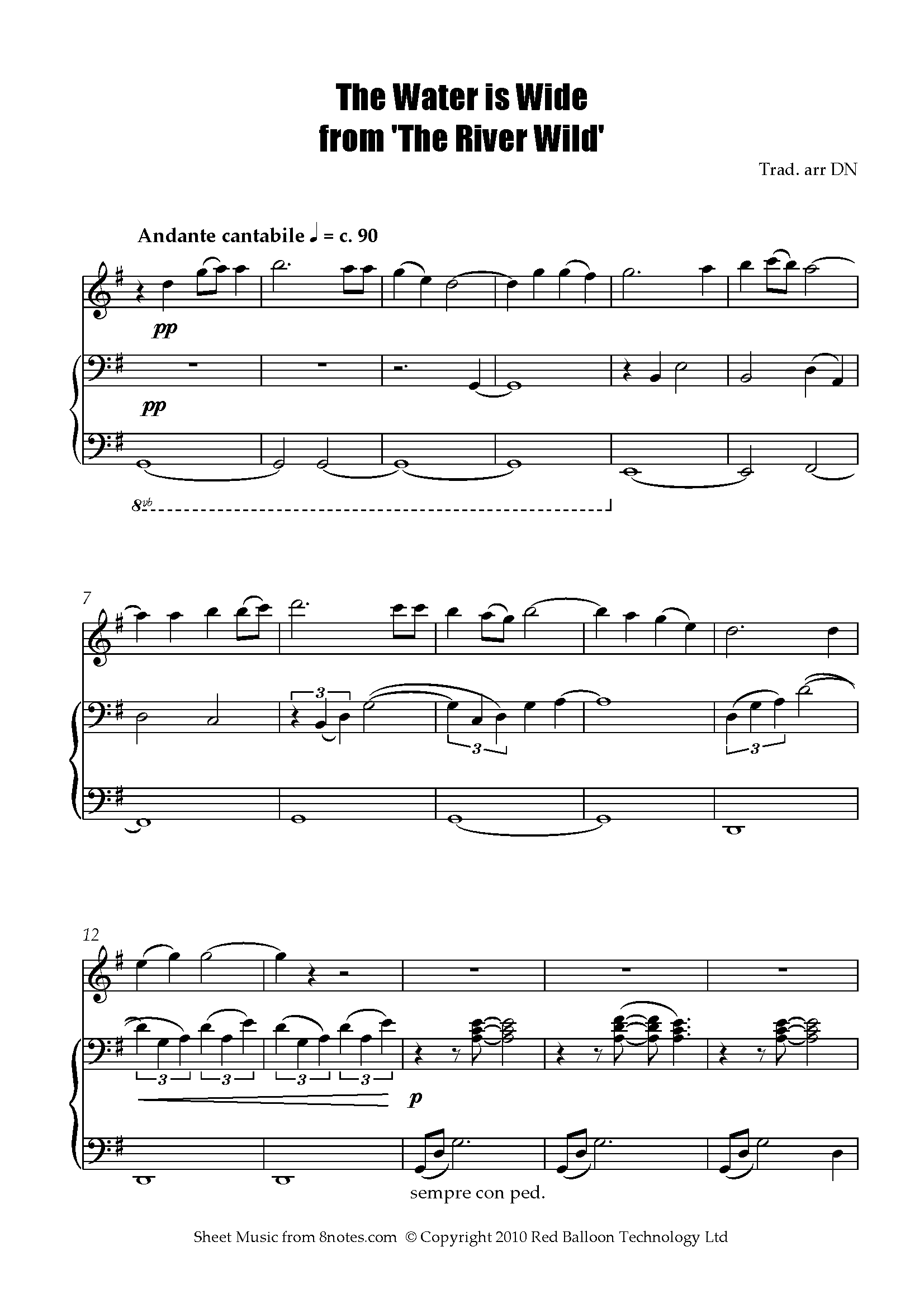 The Water is Wide theme from the film The River Wild (Meryl Streep) Sheet music for Flute