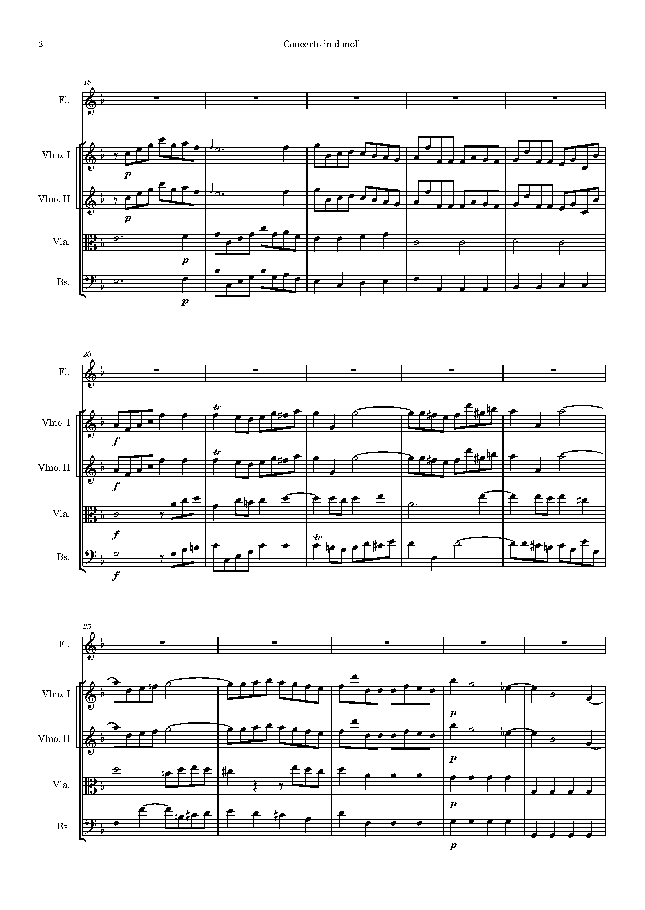 Flute Concerto in D minor, H.484.1 by C.P.E Bach Sheet Music arranged by 8notes.com for Flute and Ensemble - 1 of 59 pages