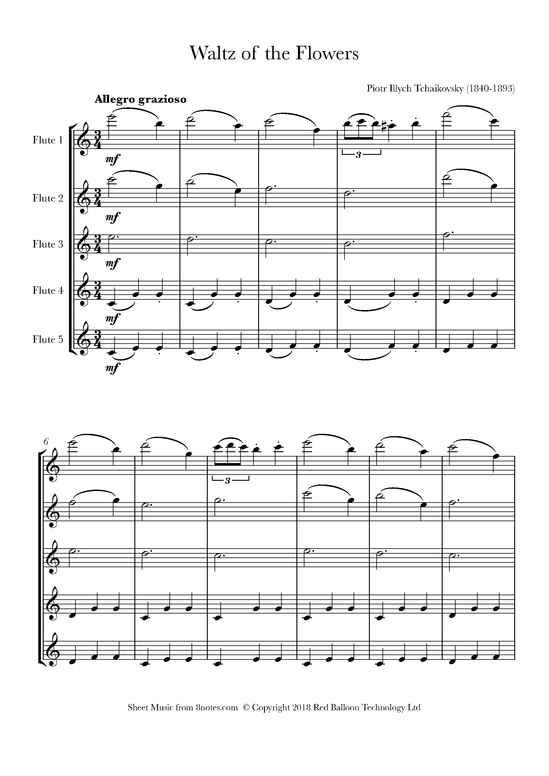 Tchaikovsky Dance of the Flowers from the Nutcracker Sheet music for