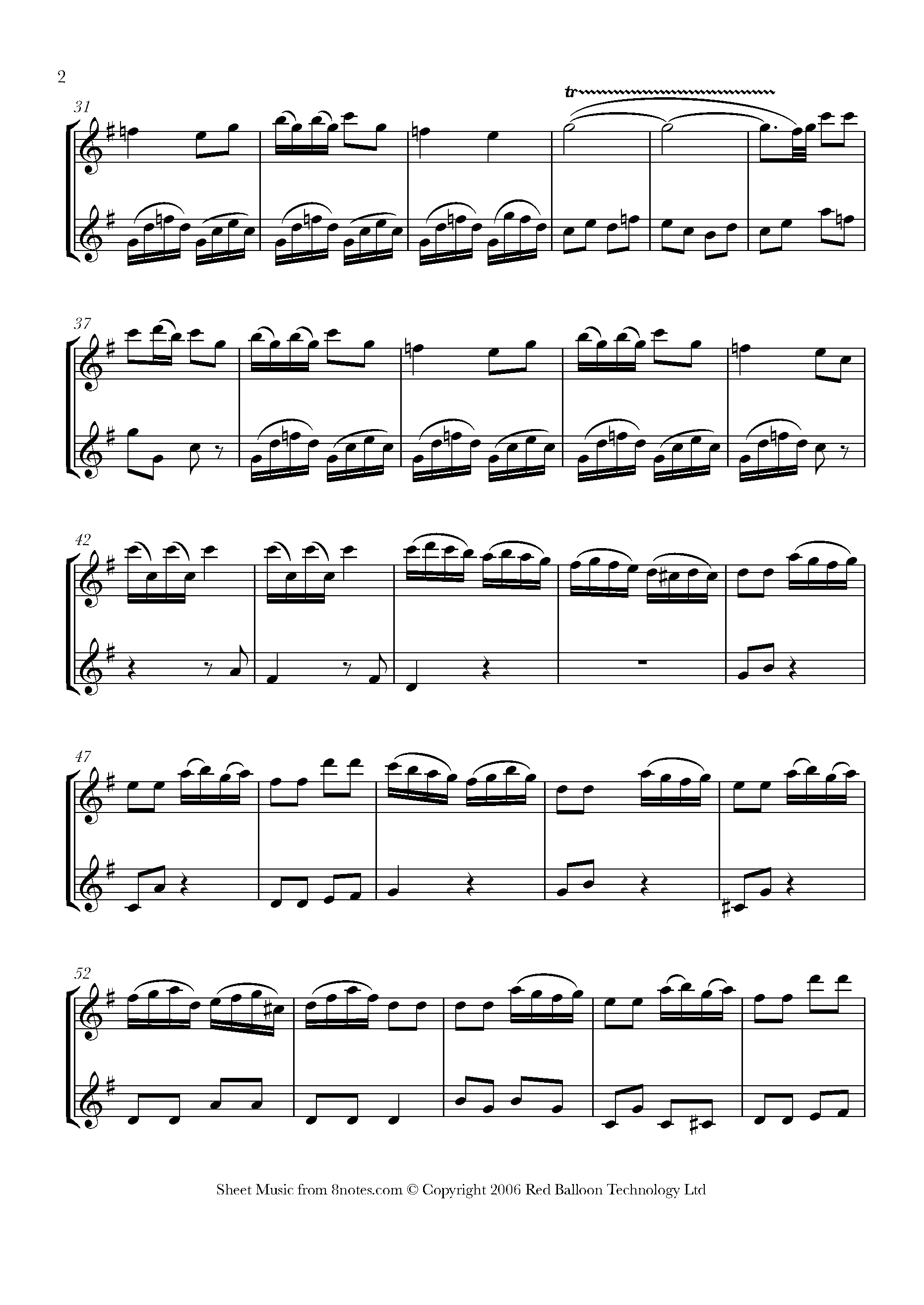 Beethoven Allegro for a Musical Clock Sheet music for Flute Duet