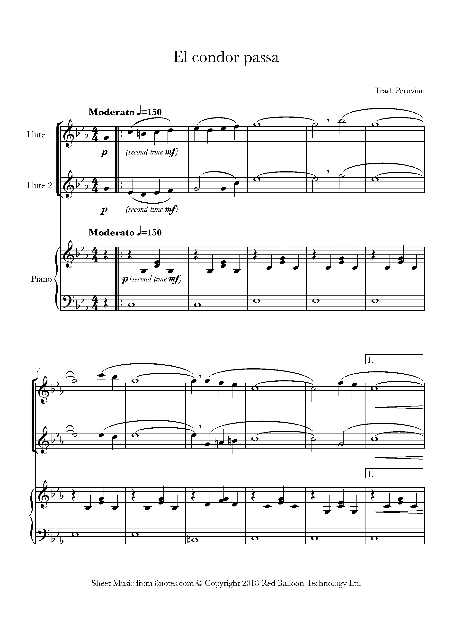 El Condor Passa (Peru) Sheet music for Flute Duet