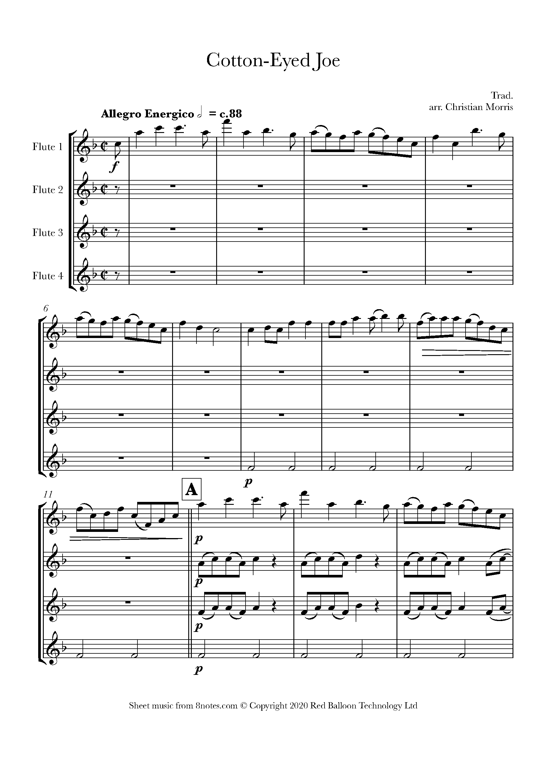CottonEyed Joe Sheet music for Flute Quartet