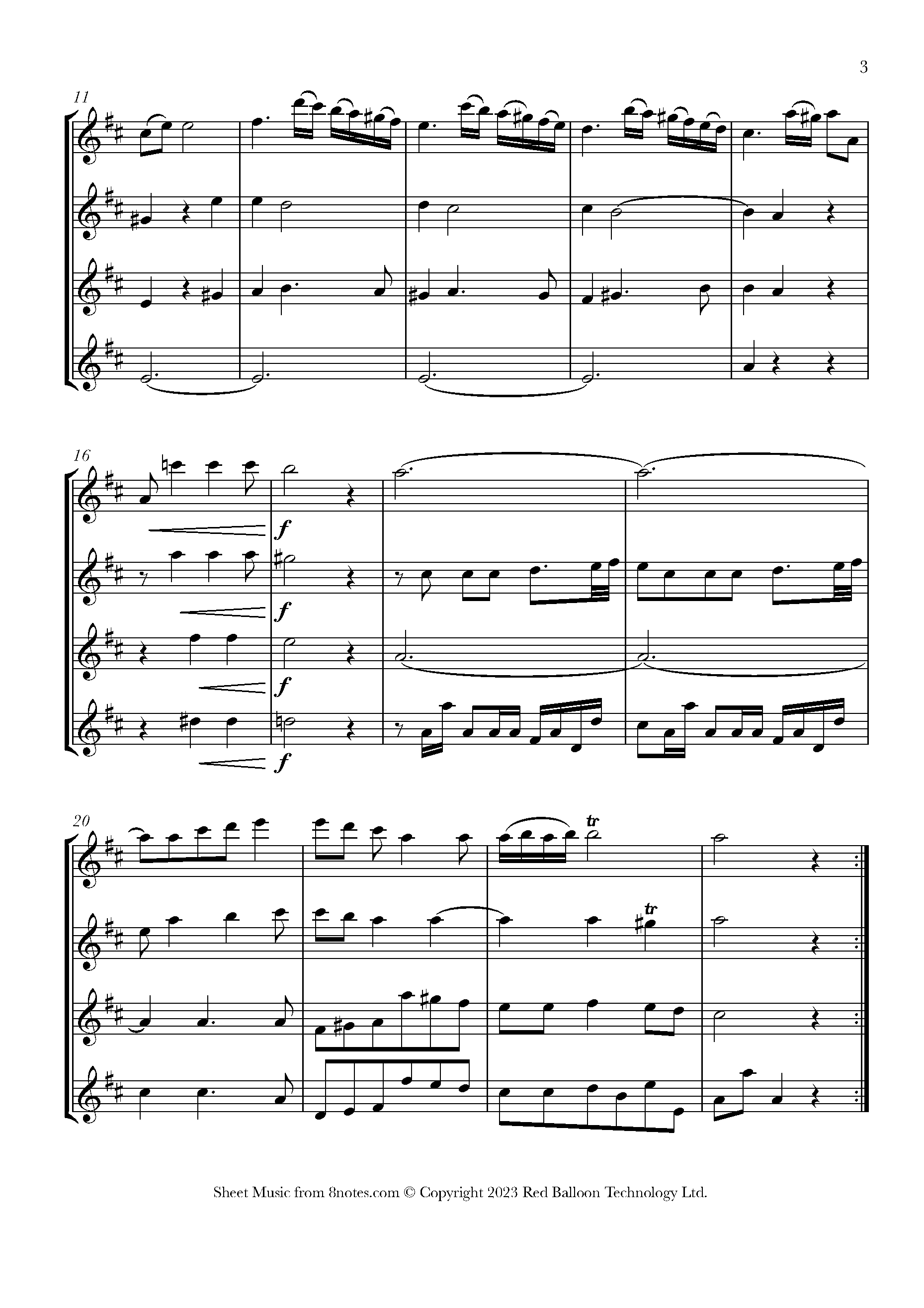 Dittersdorf, Karl Ditters von Notturno for 4 Flutes in D major Sheet