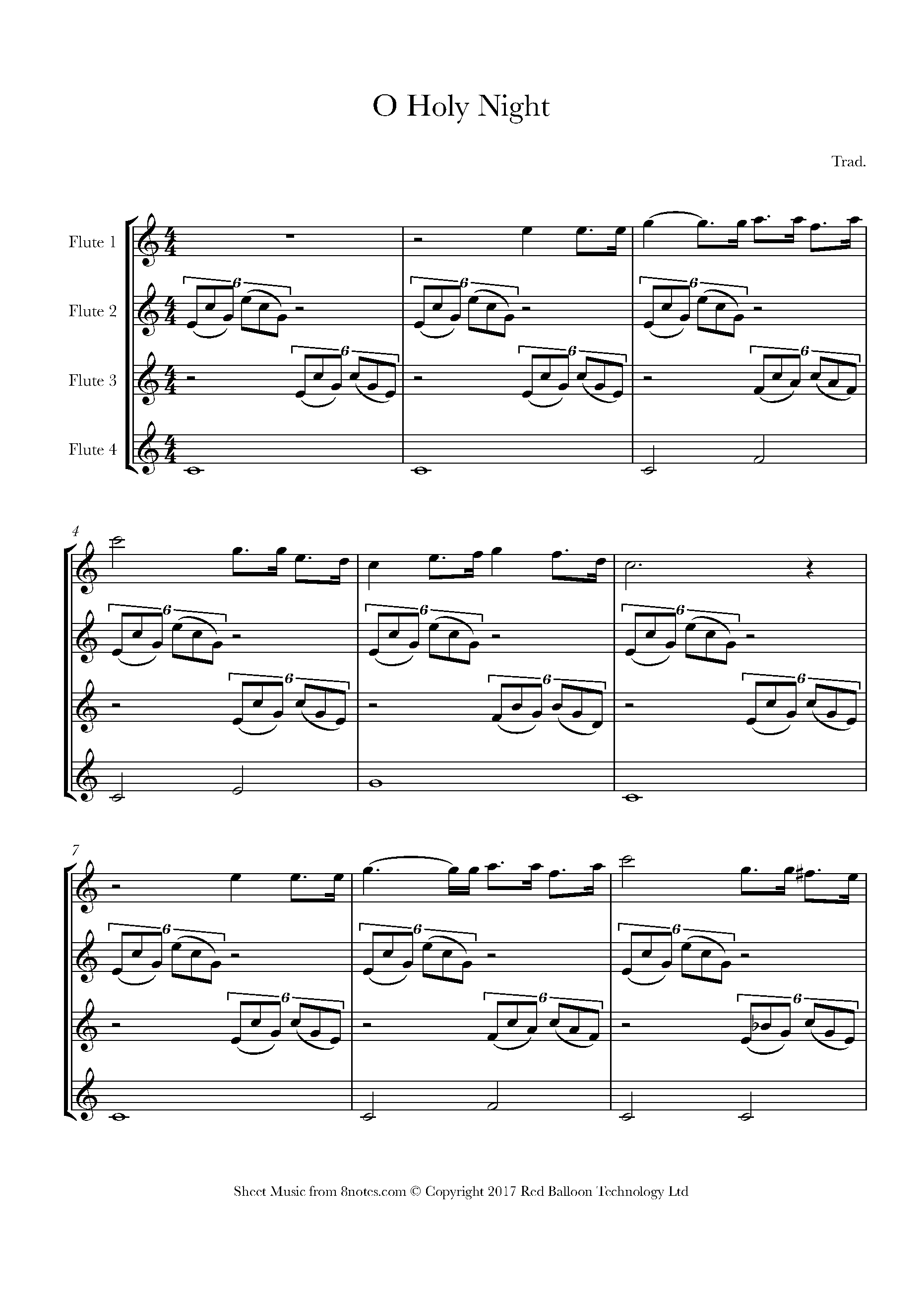 O Holy Night Sheet music for Flute Quartet