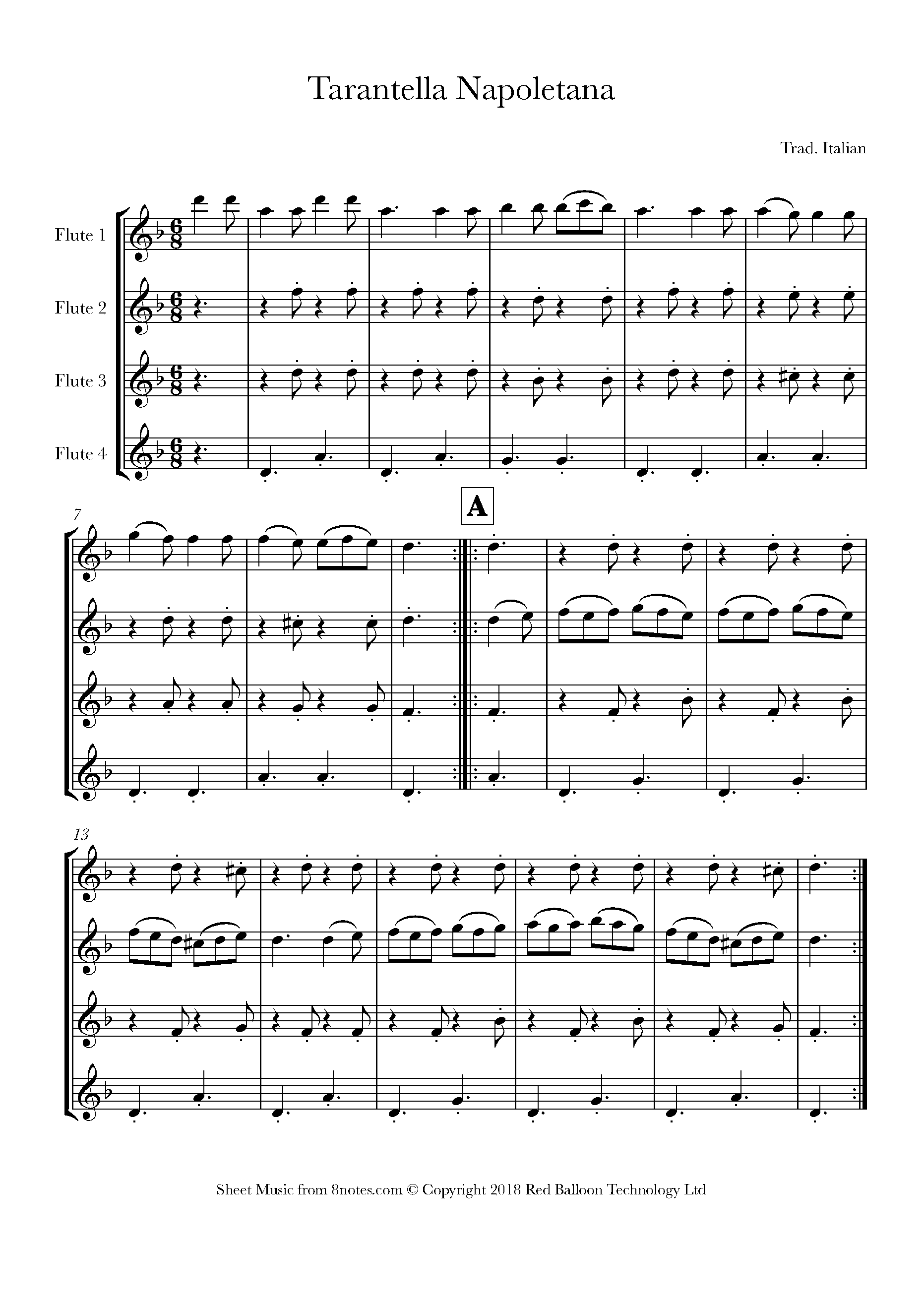 Tarantella Napoletana (Traditional Italian) Sheet music for Flute